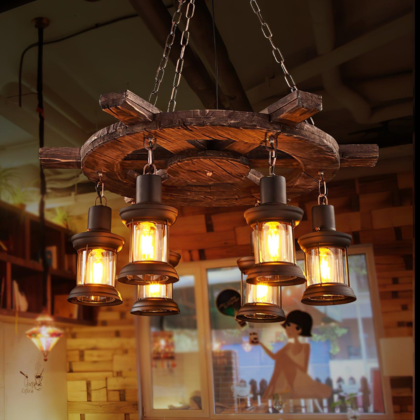 Aurzorir Vintage Wood Chandelier - Blowlighting