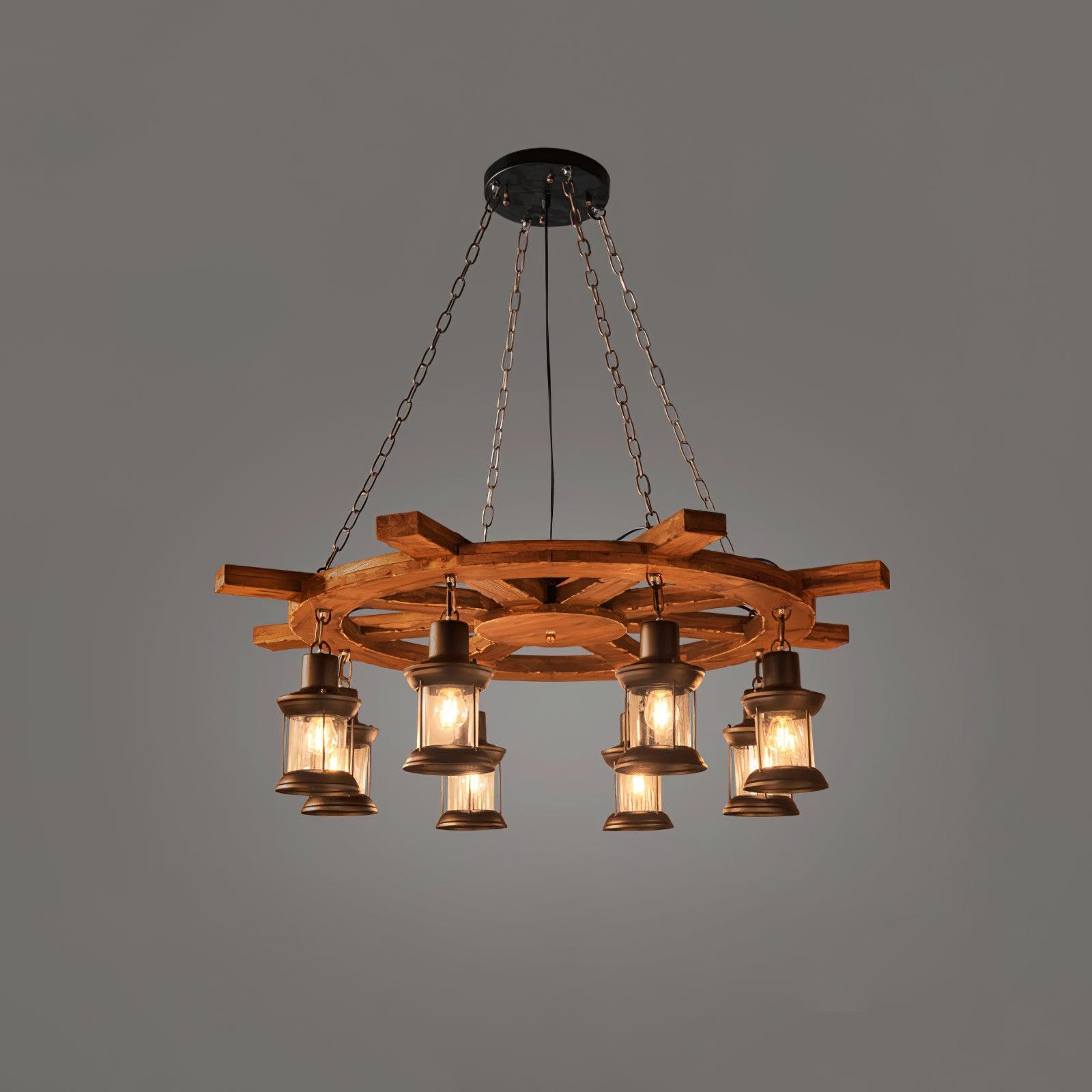 Aurzorir Vintage Wood Chandelier - Blowlighting