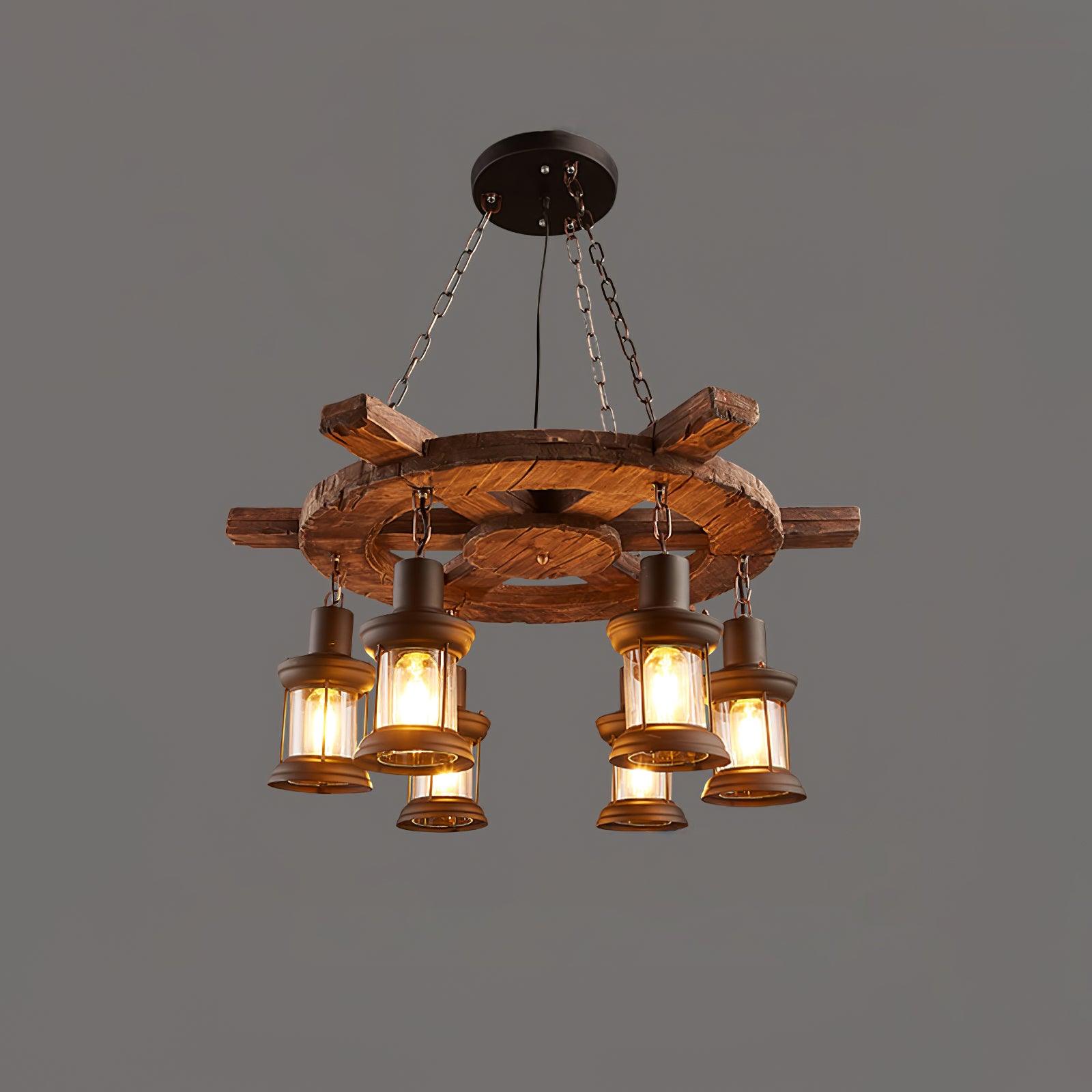 Aurzorir Vintage Wood Chandelier - Blowlighting