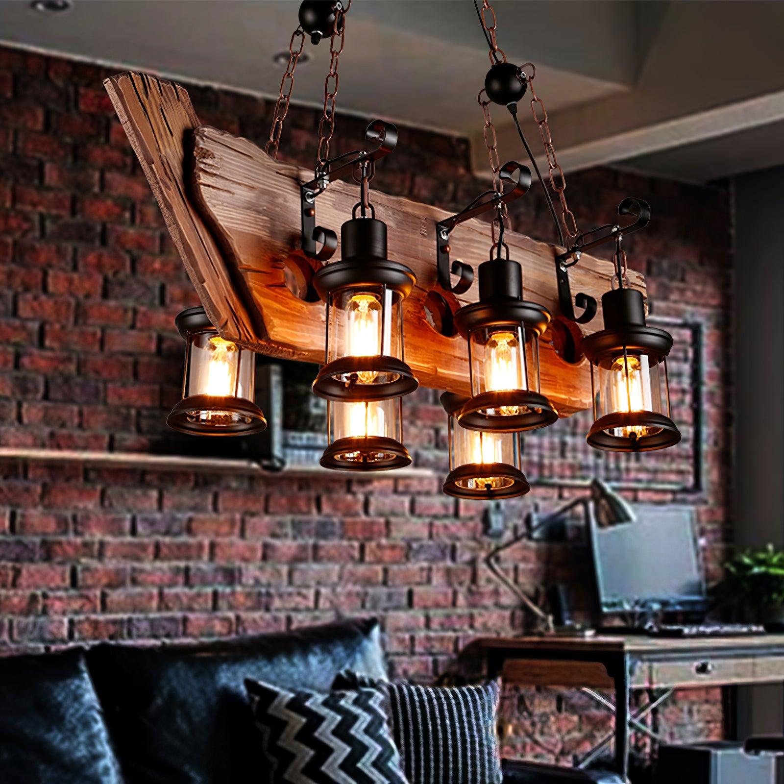 Aurzorir Vintage Wood Chandelier - Blowlighting