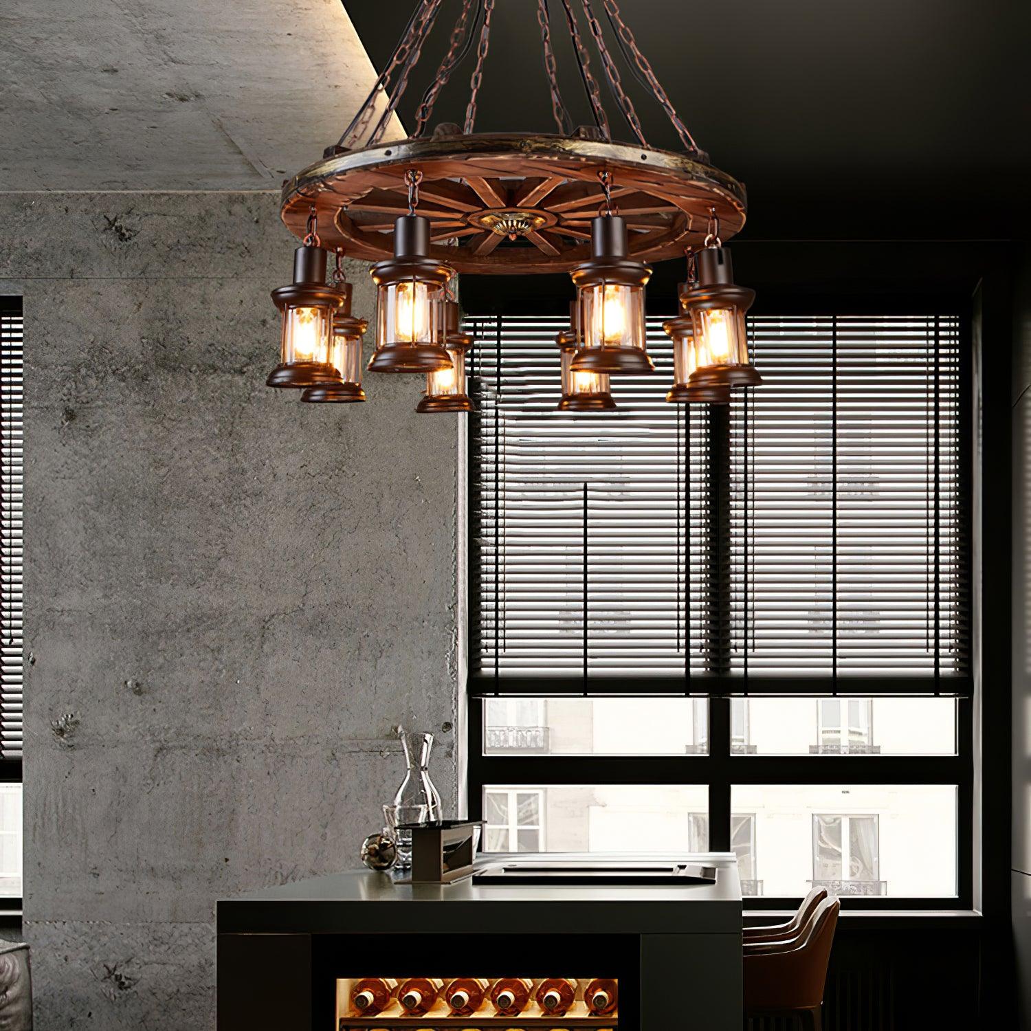 Aurzorir Vintage Wood Chandelier - Blowlighting