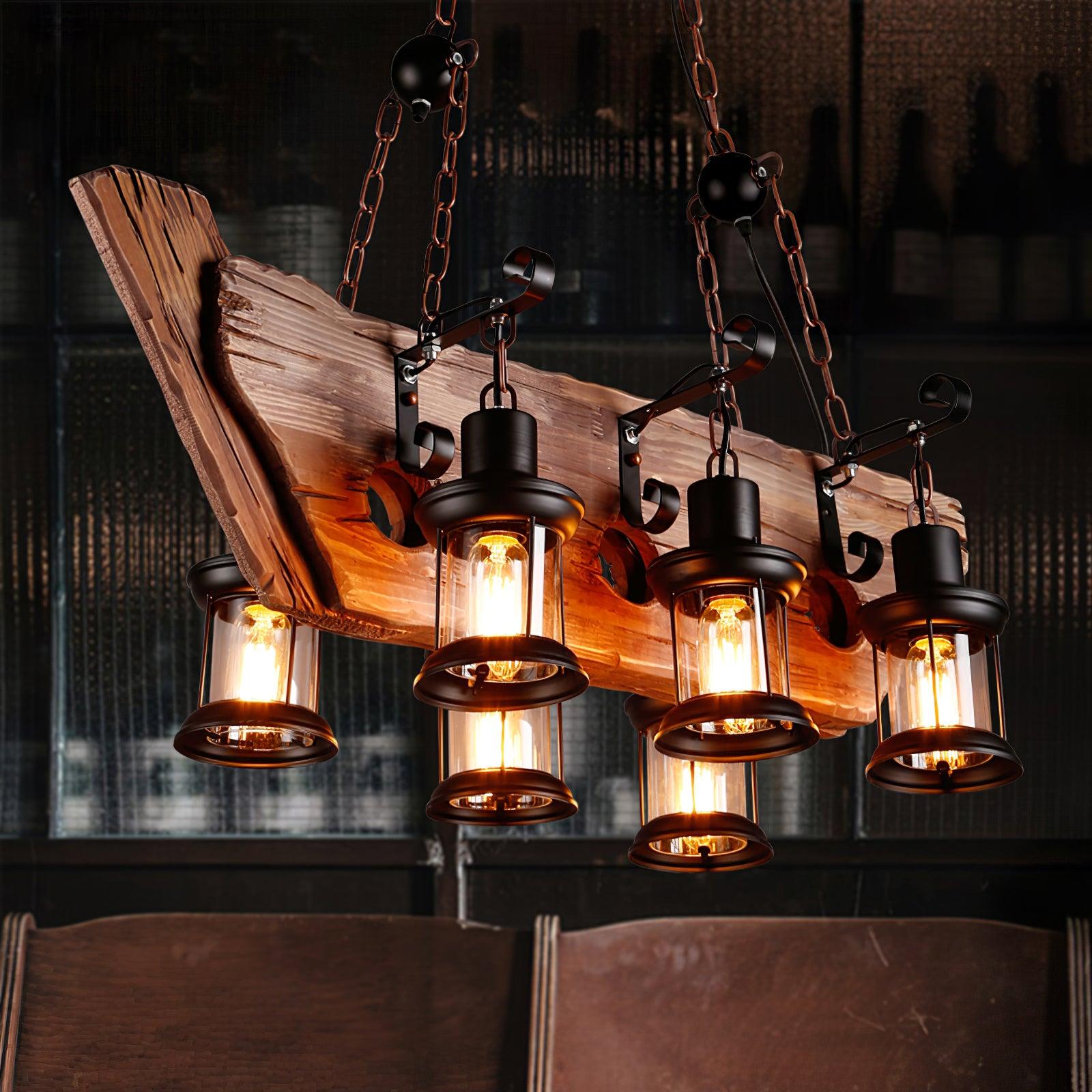 Aurzorir Vintage Wood Chandelier - Blowlighting