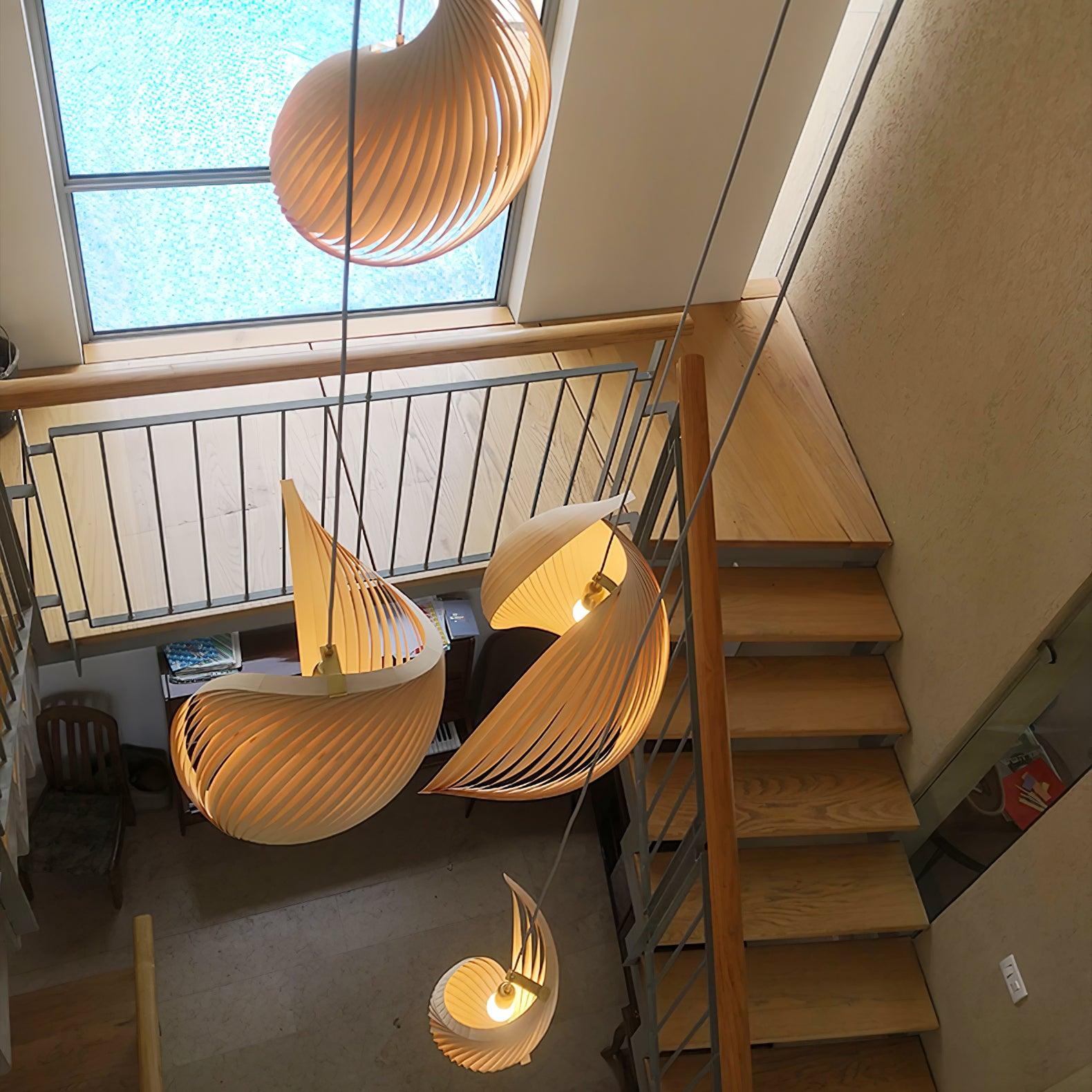 Cumiror Postmodern Luxury Shell Wood Wood Pendant Light - Blowlighting
