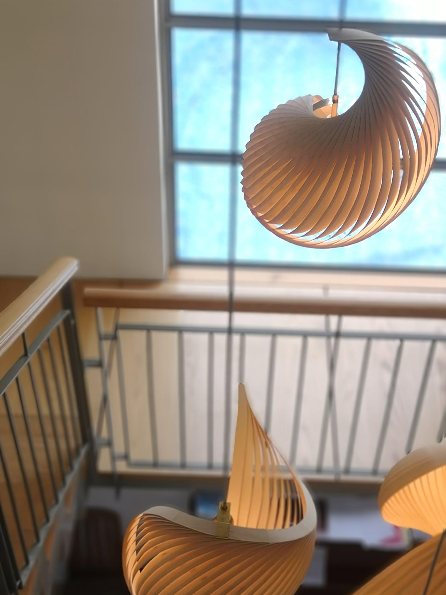 Cumiror Postmodern Luxury Shell Wood Wood Pendant Light - Blowlighting