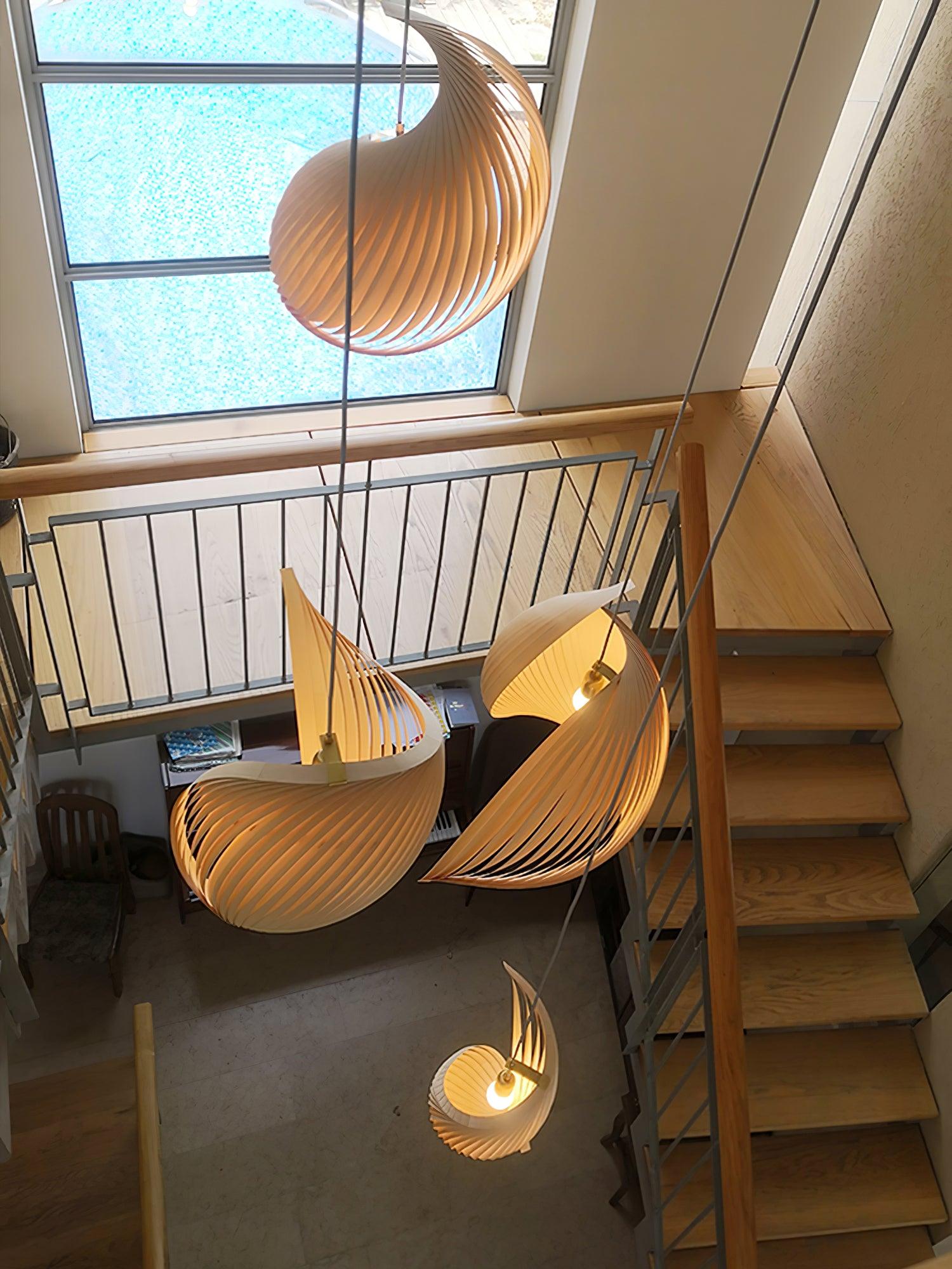Cumiror Postmodern Luxury Shell Wood Wood Pendant Light - Blowlighting