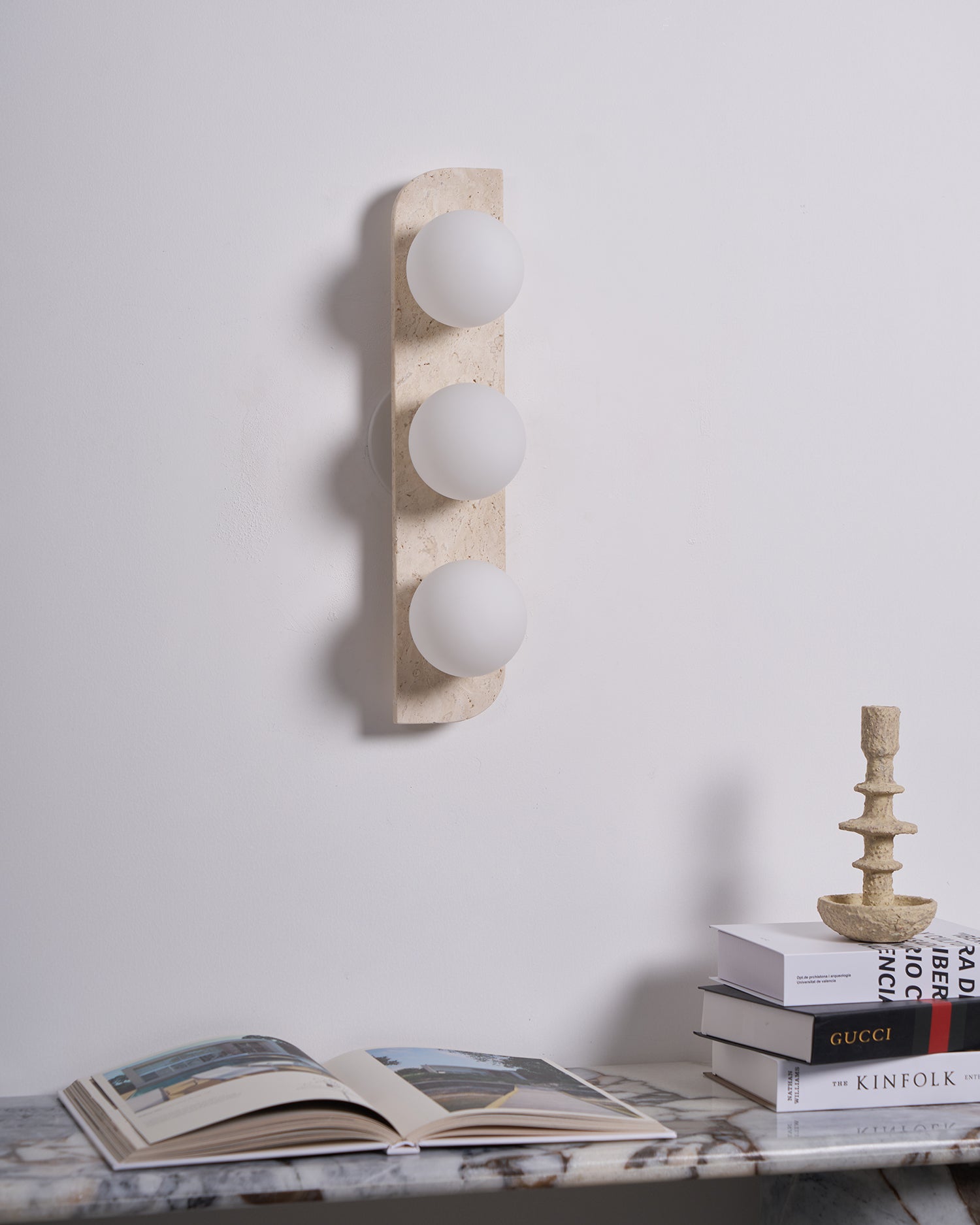 Zophaor Minimalist Travertine Plug-In Wall Light - Blowlighting