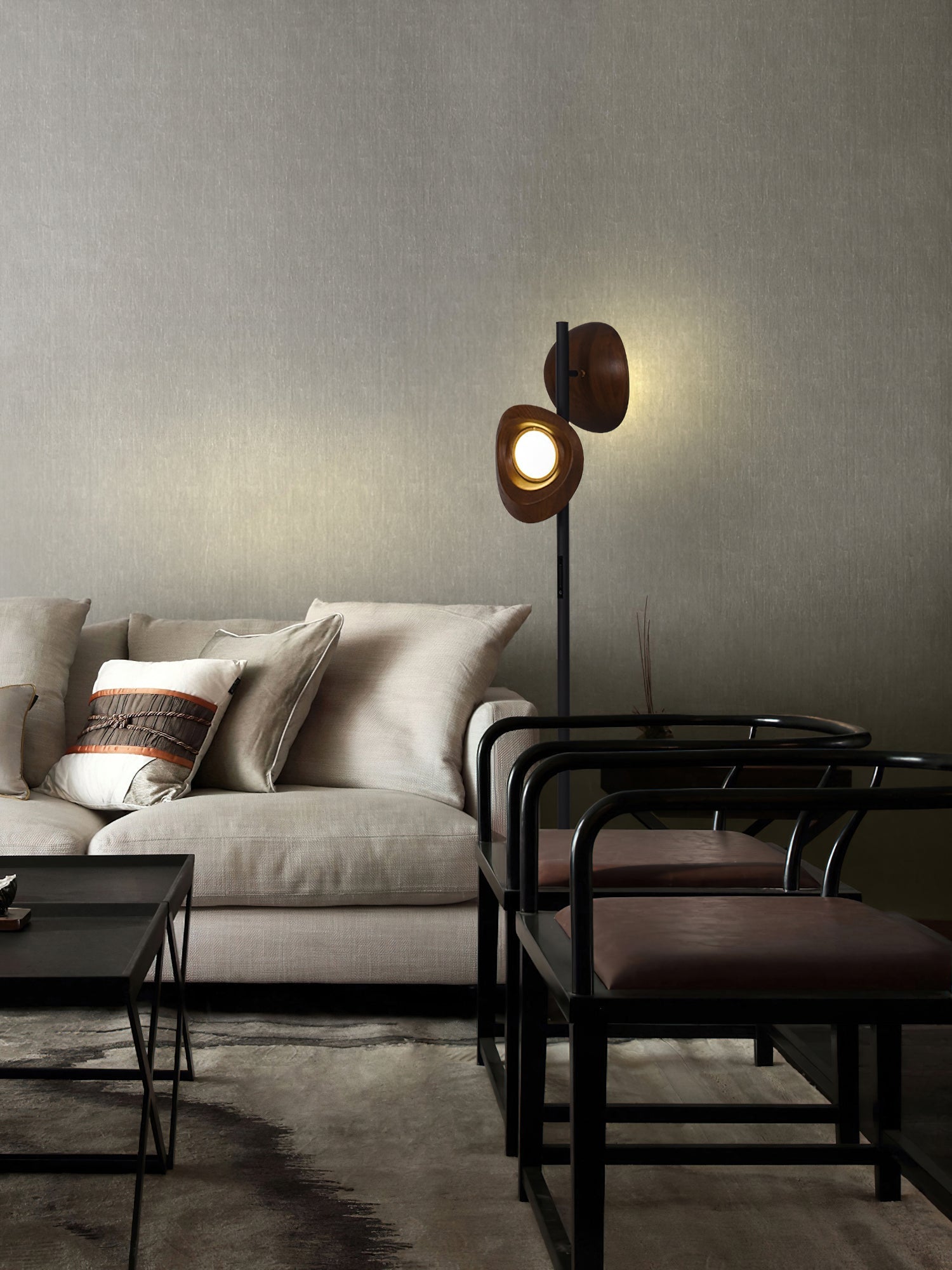 Ceyran Double Sphere Black Metal Floor Lamp - Blowlighting