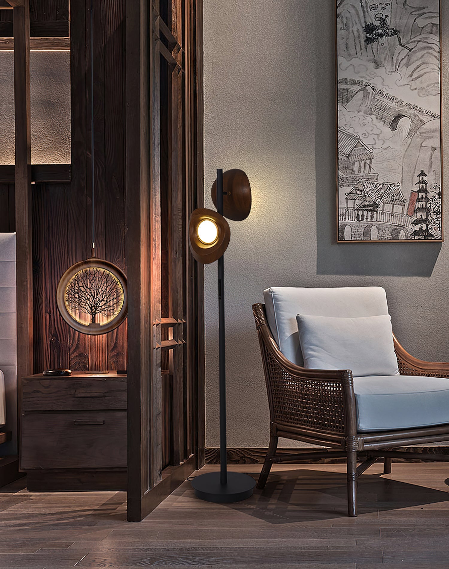 Ceyran Double Sphere Black Metal Floor Lamp - Blowlighting