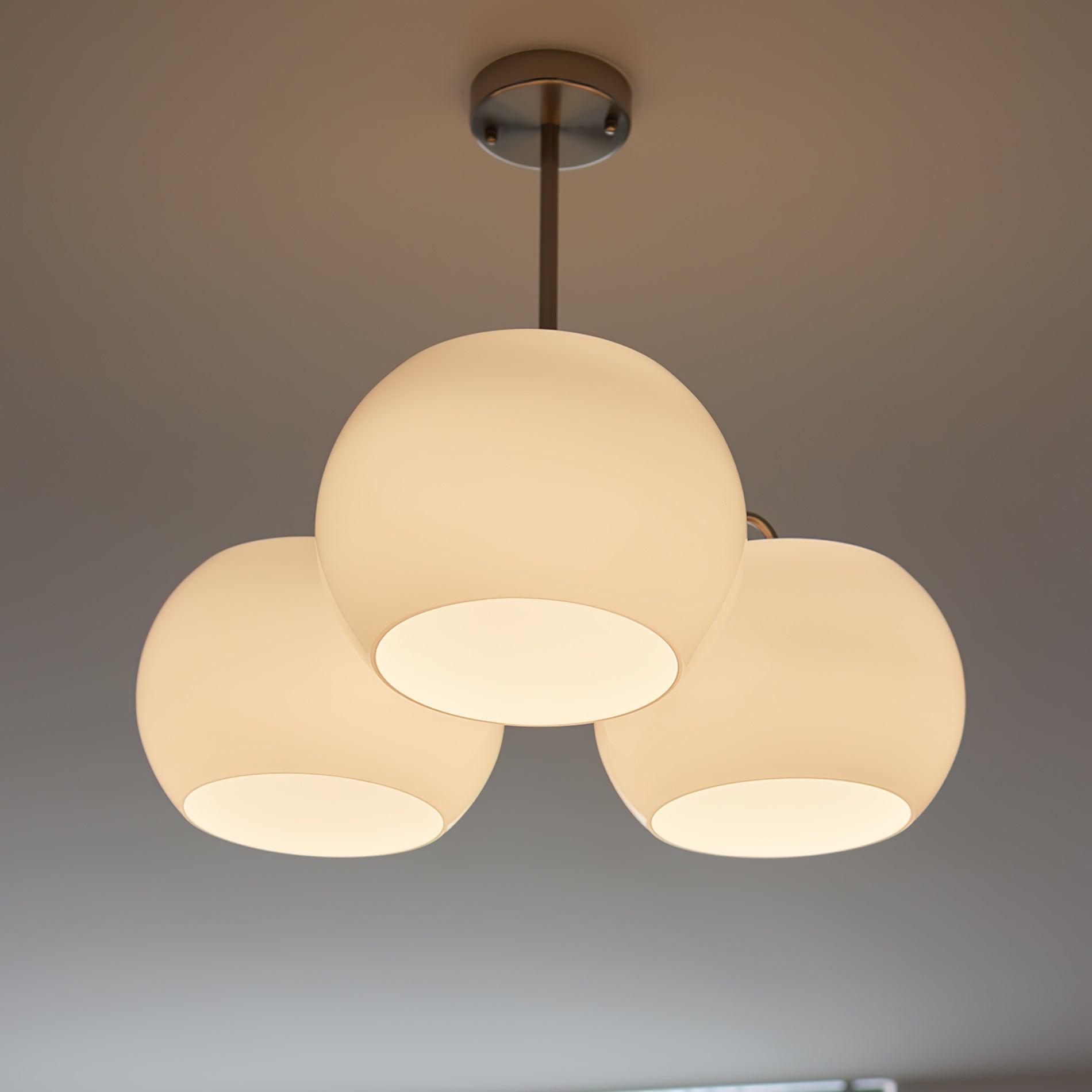 Aurora Chandelier White Glass Persimmon Shape - Blowlighting
