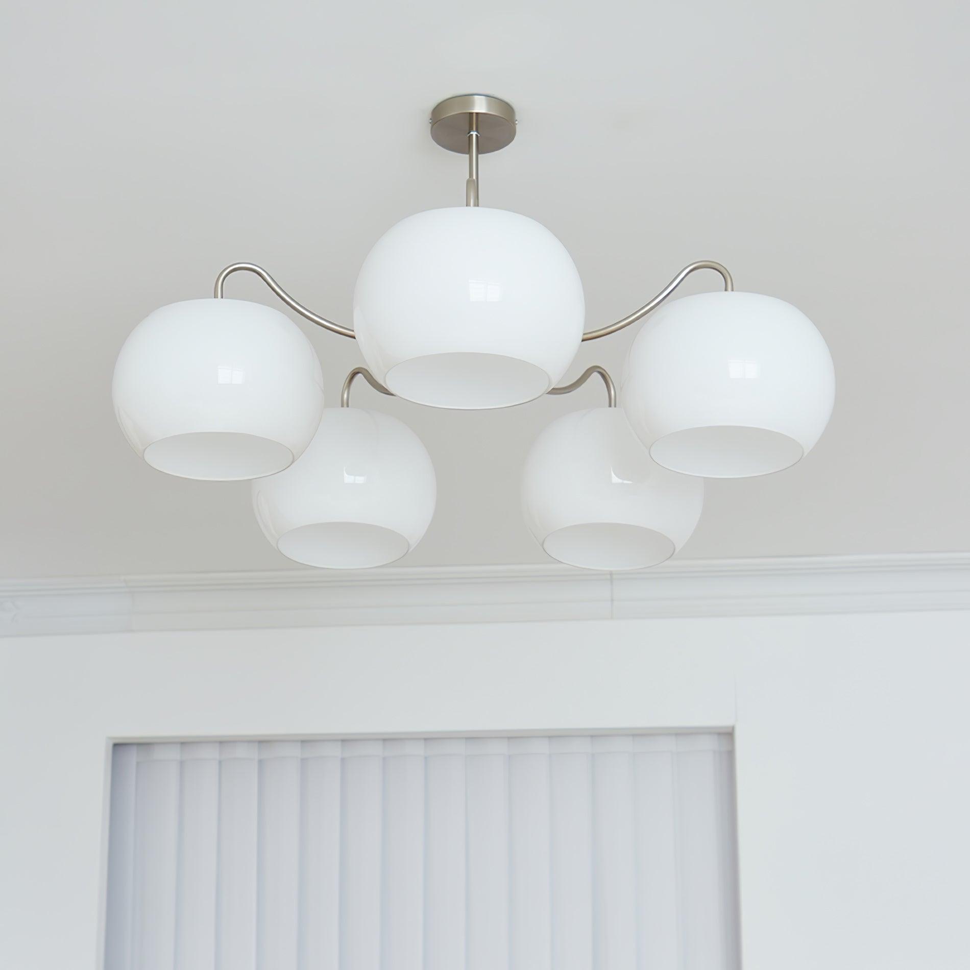 Aurora Chandelier White Glass Persimmon Shape - Blowlighting