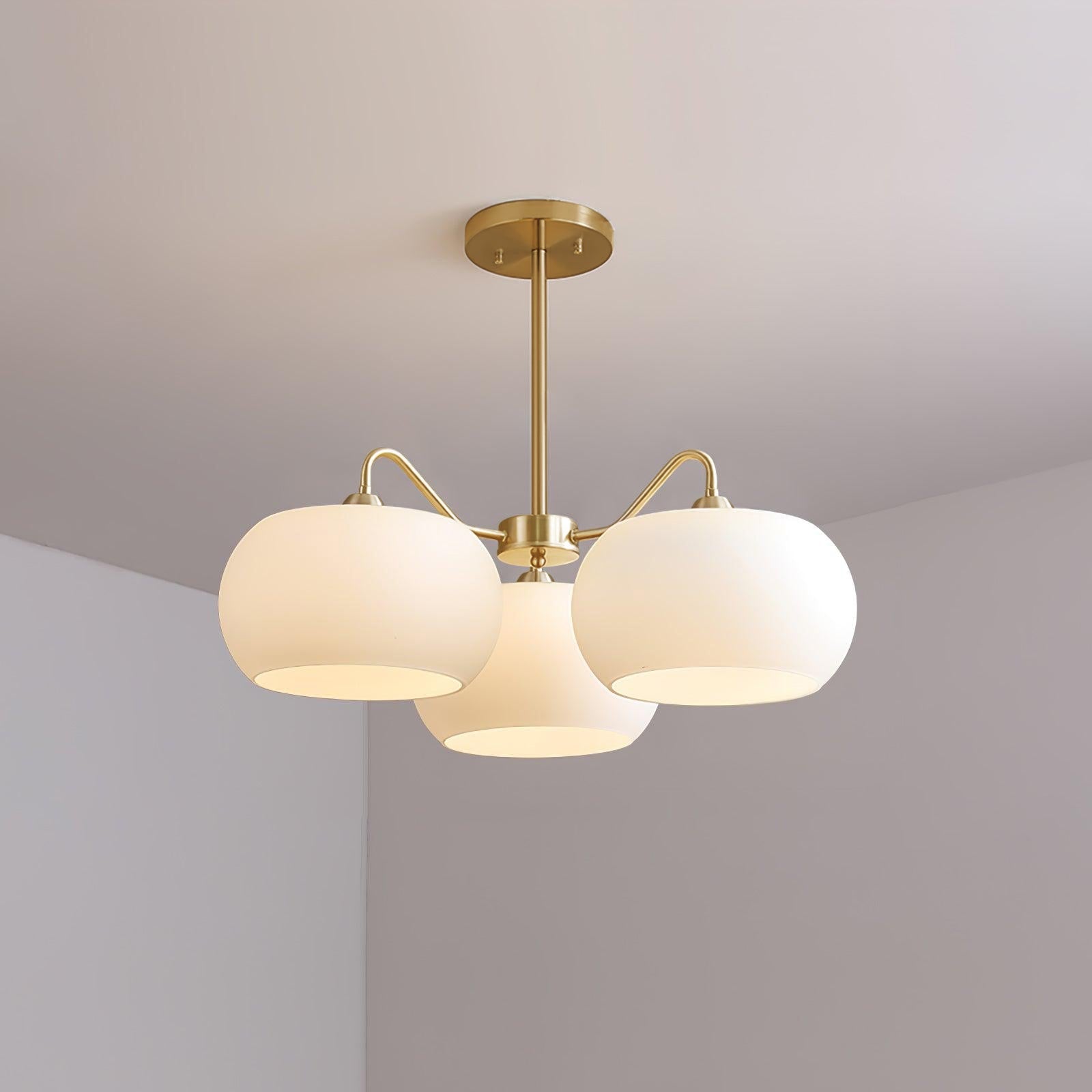 Aurora Chandelier White Glass Persimmon Shape - Blowlighting