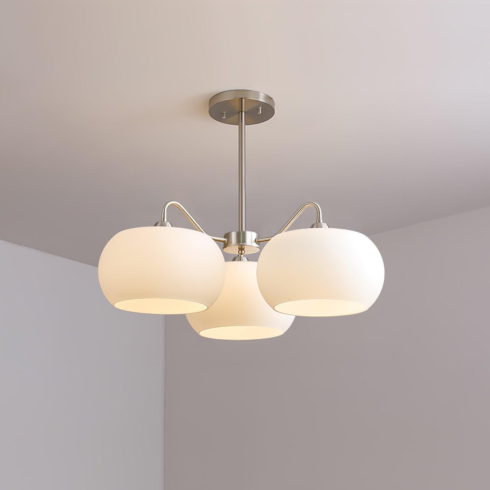 Aurora Chandelier White Glass Persimmon Shape - Blowlighting