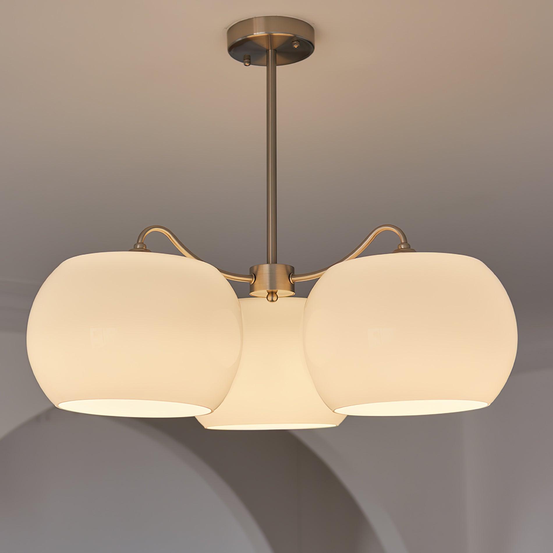 Aurora Chandelier White Glass Persimmon Shape - Blowlighting