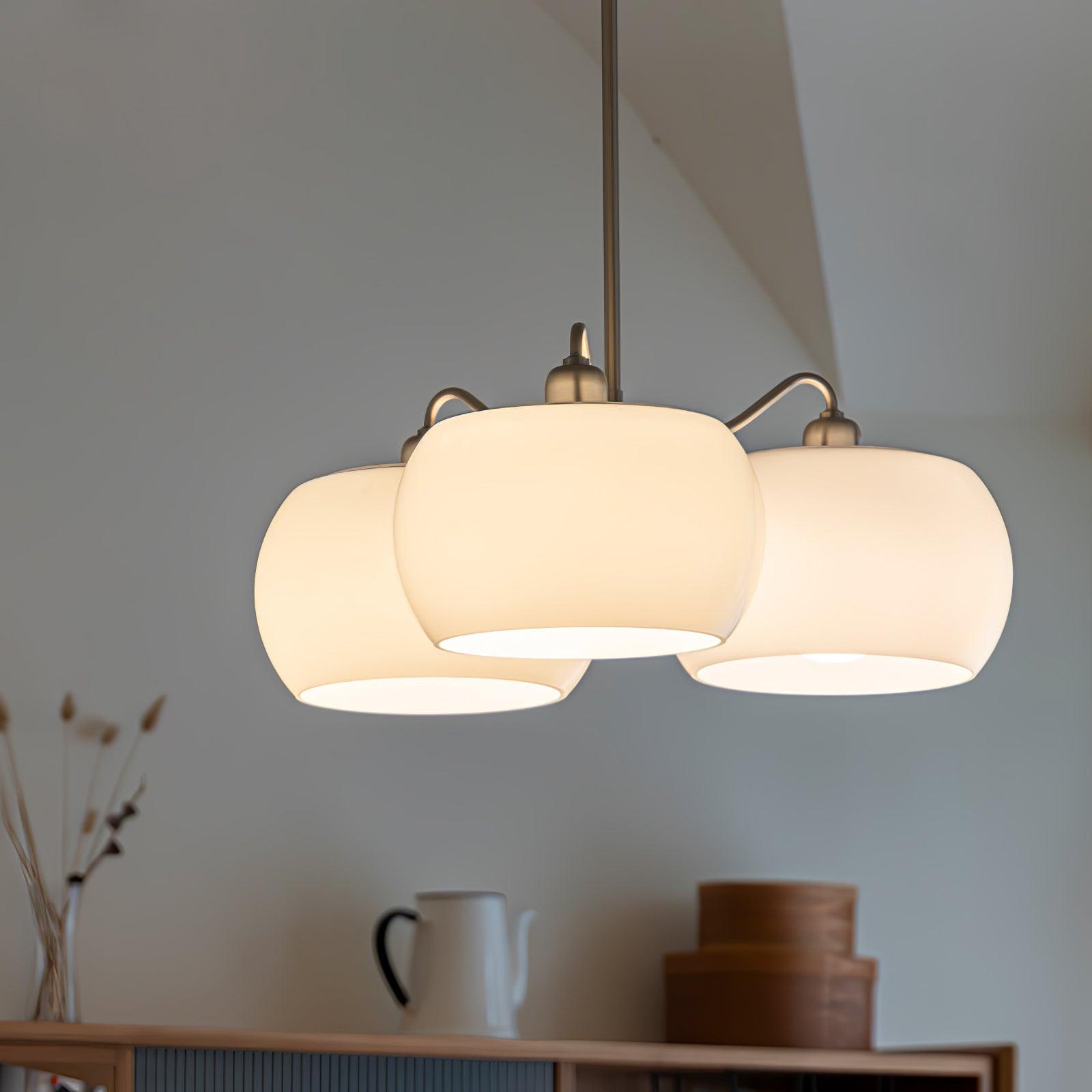 Aurora Chandelier White Glass Persimmon Shape - Blowlighting