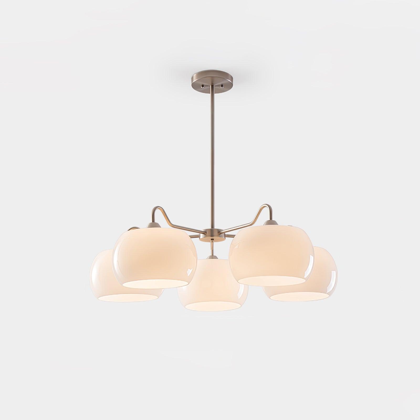 Aurora Chandelier White Glass Persimmon Shape - Blowlighting