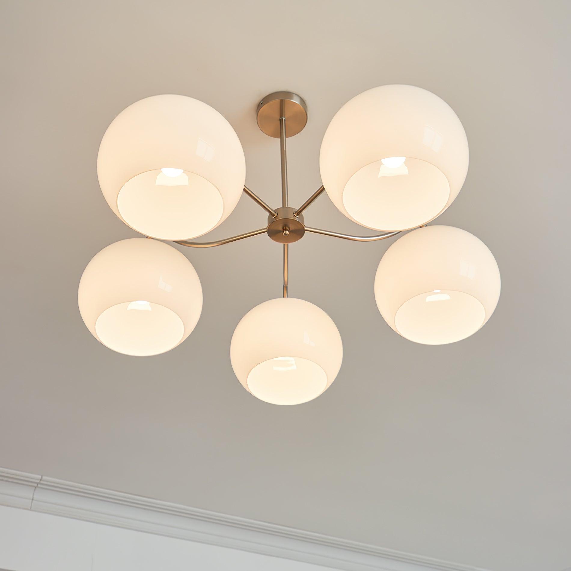 Aurora Chandelier White Glass Persimmon Shape - Blowlighting