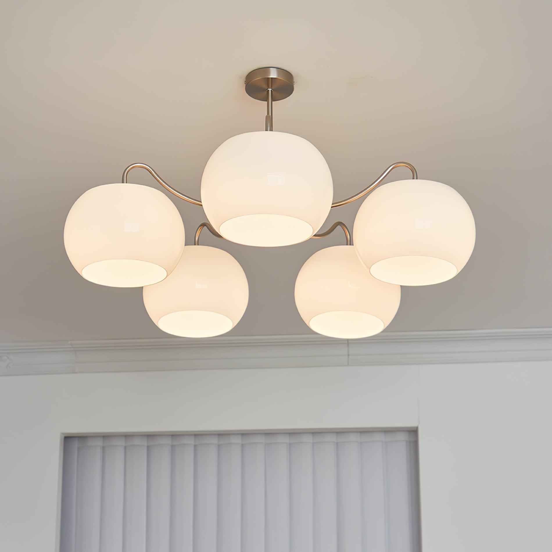 Aurora Chandelier White Glass Persimmon Shape - Blowlighting