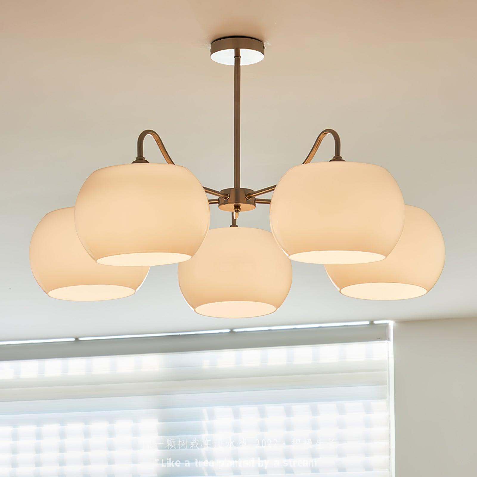 Aurora Chandelier White Glass Persimmon Shape - Blowlighting