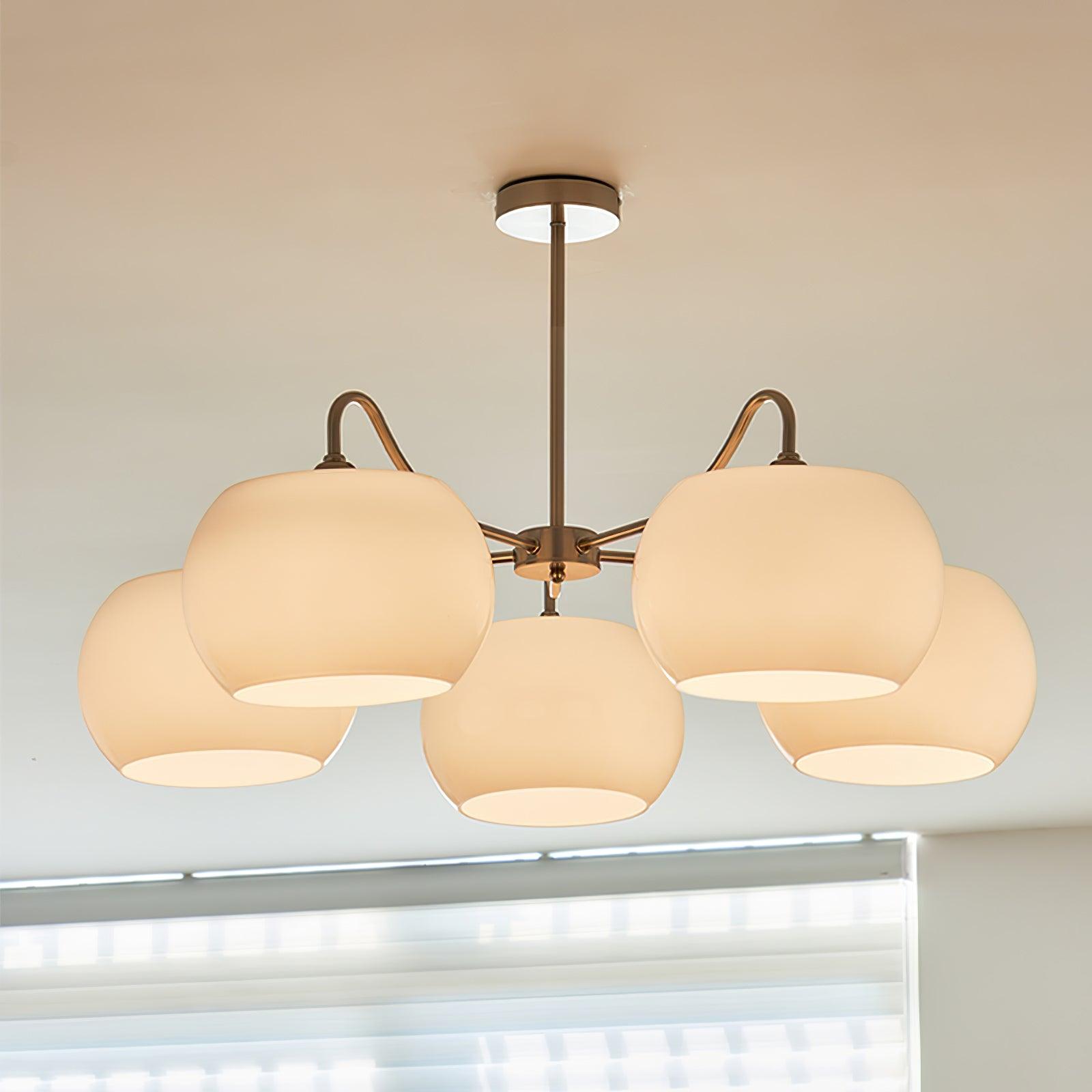 Aurora Chandelier White Glass Persimmon Shape - Blowlighting