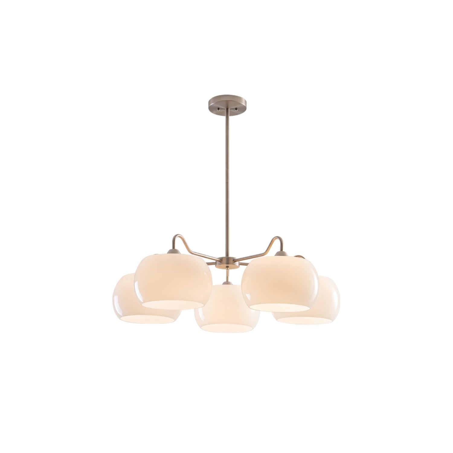 Aurora Chandelier White Glass Persimmon Shape - Blowlighting