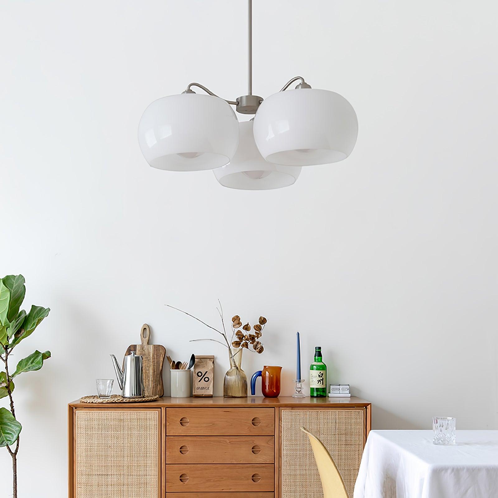 Aurora Chandelier White Glass Persimmon Shape - Blowlighting