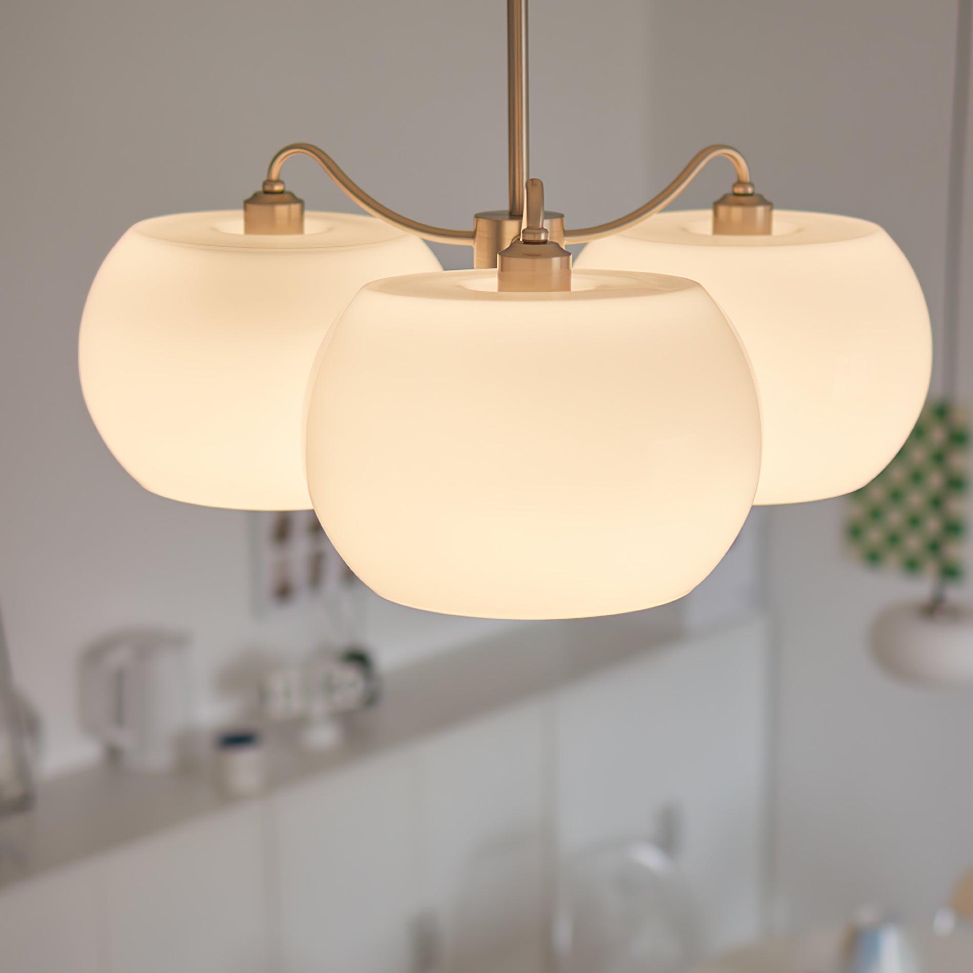 Aurora Chandelier White Glass Persimmon Shape - Blowlighting