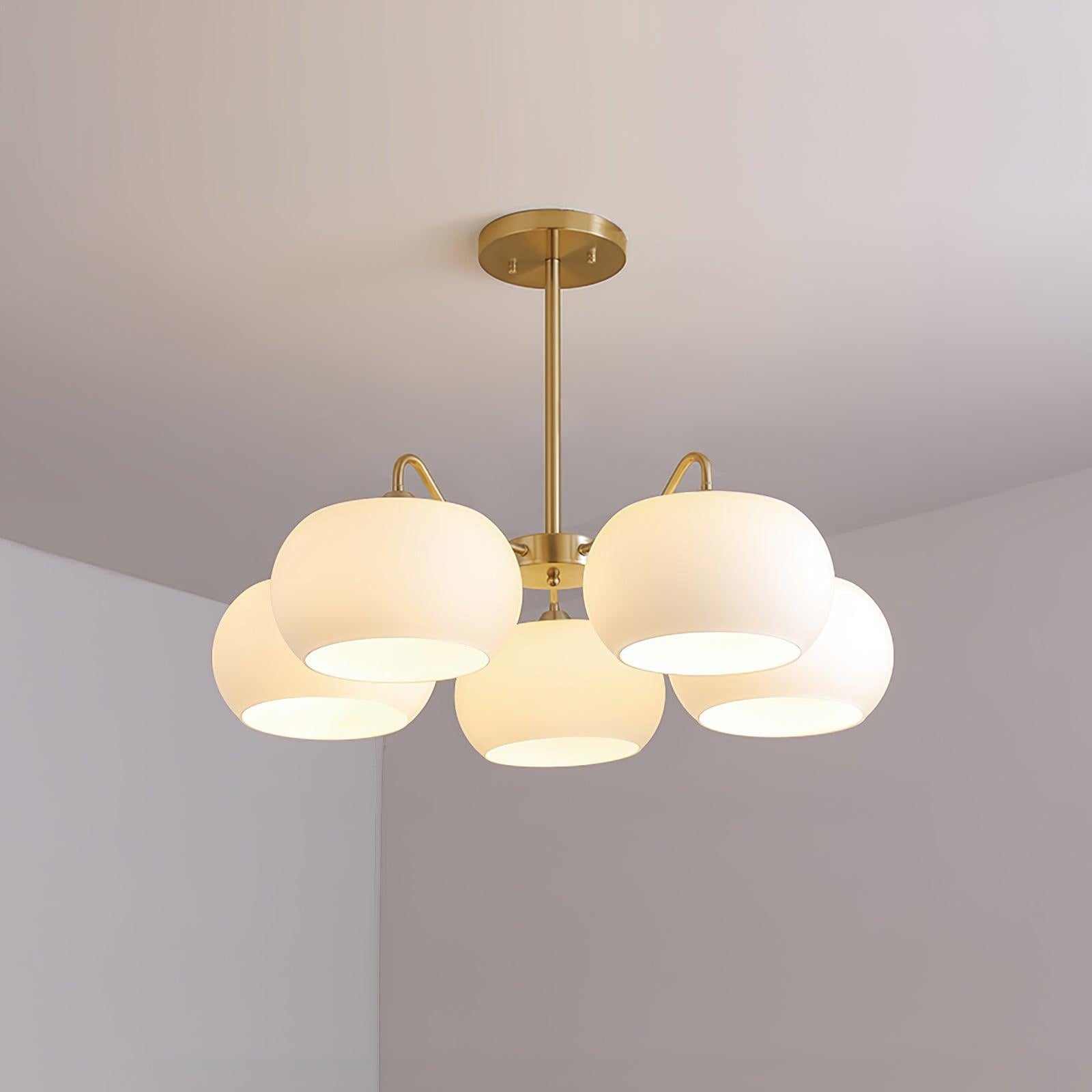 Aurora Chandelier White Glass Persimmon Shape - Blowlighting