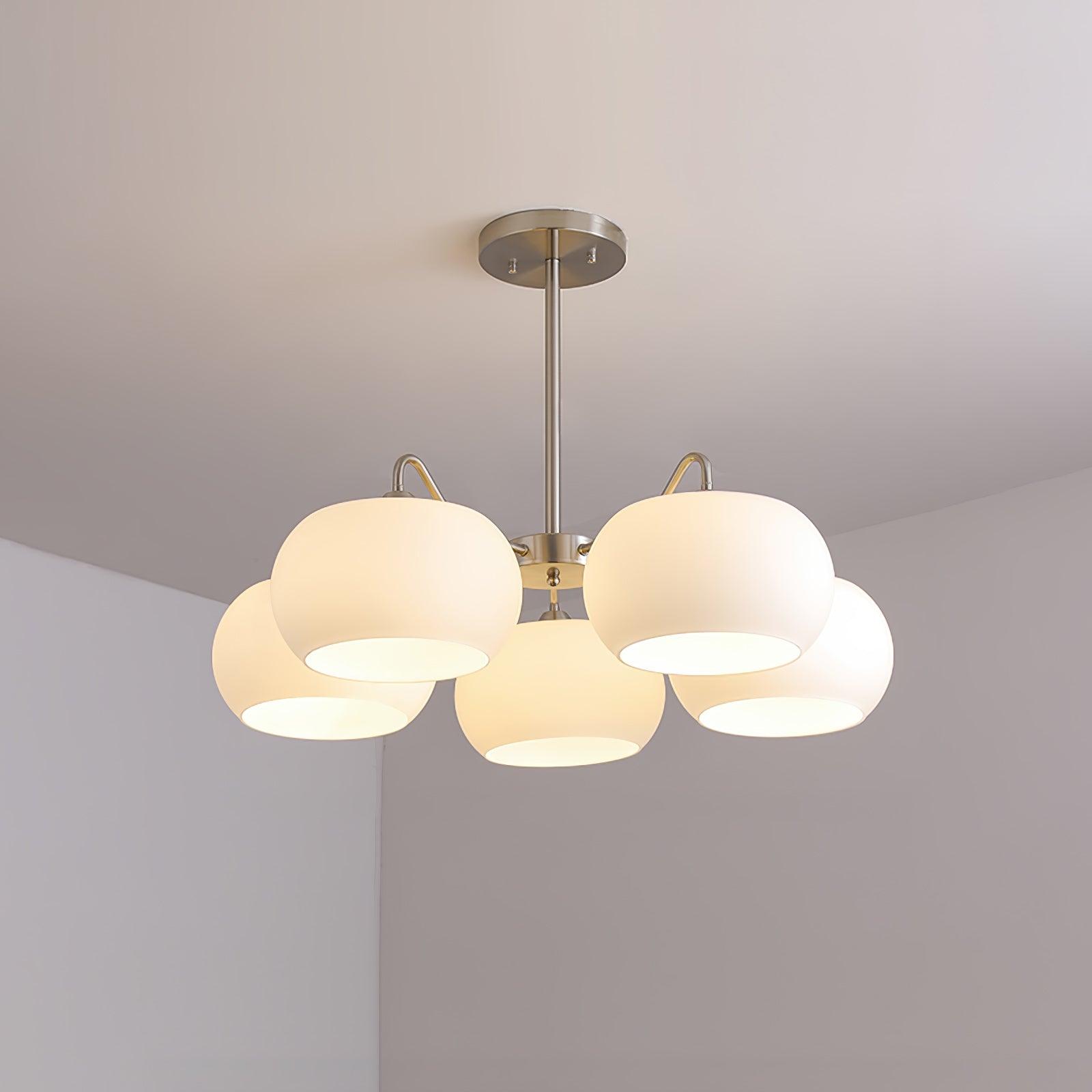 Aurora Chandelier White Glass Persimmon Shape - Blowlighting