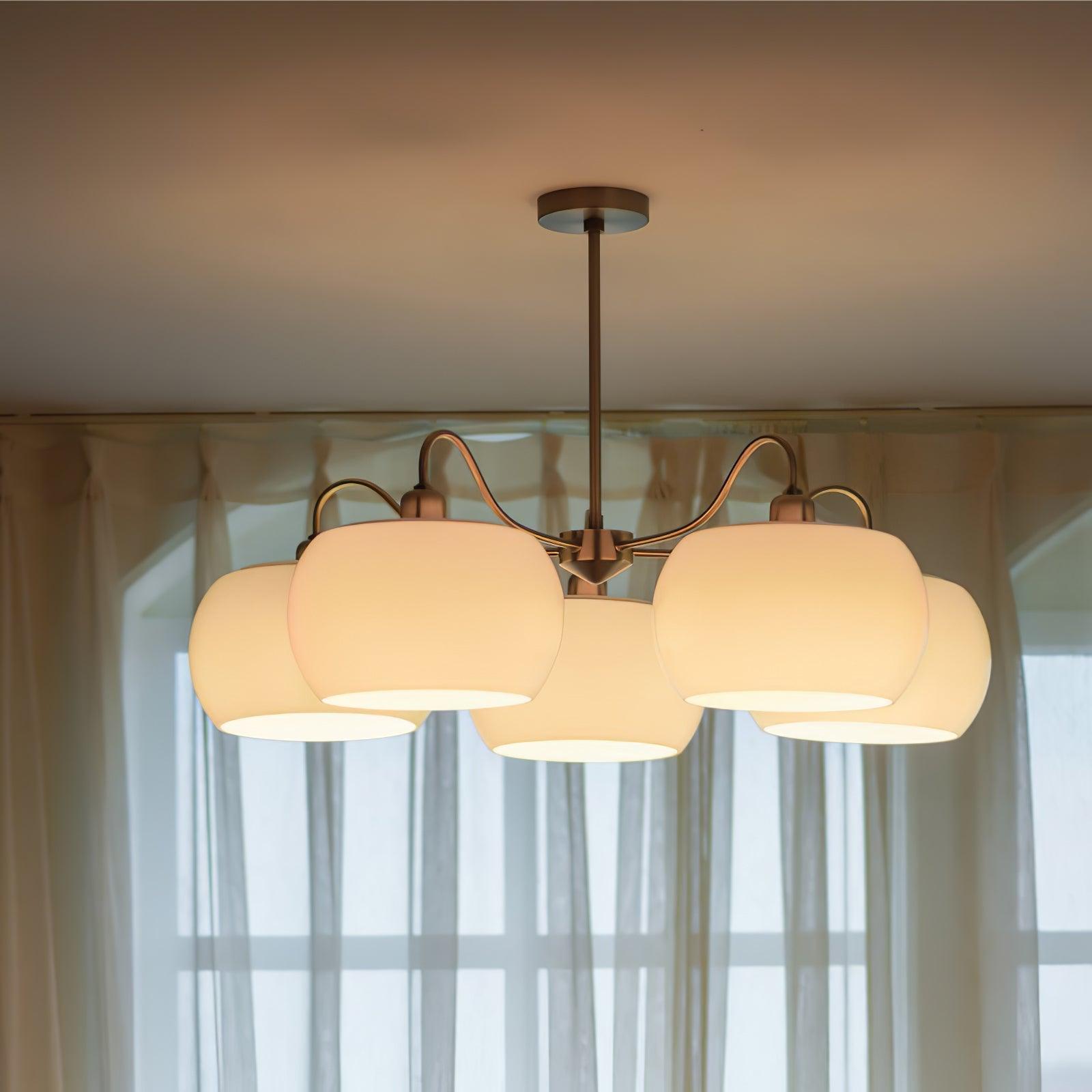 Aurora Chandelier White Glass Persimmon Shape - Blowlighting