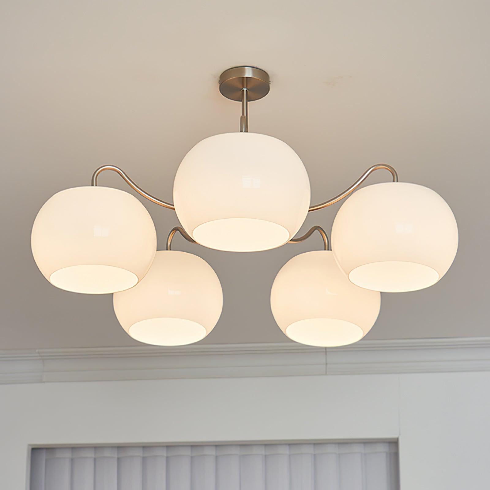 Aurora Chandelier White Glass Persimmon Shape - Blowlighting