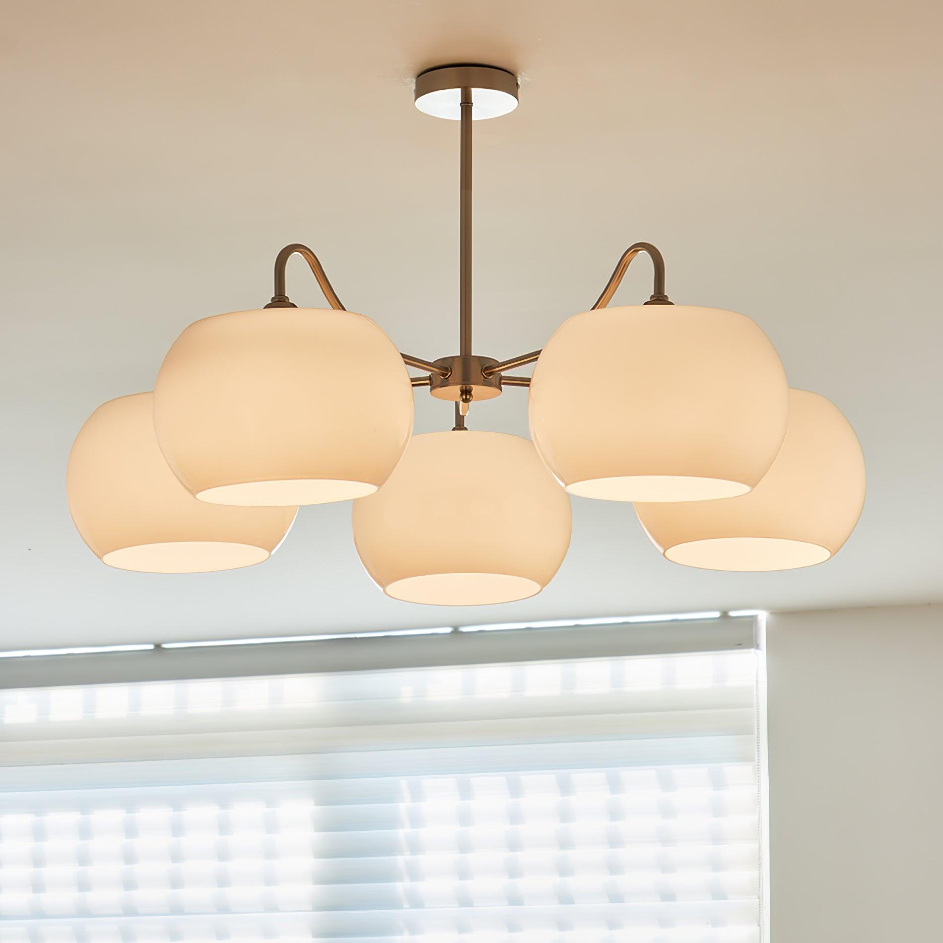 Aurora Chandelier White Glass Persimmon Shape - Blowlighting