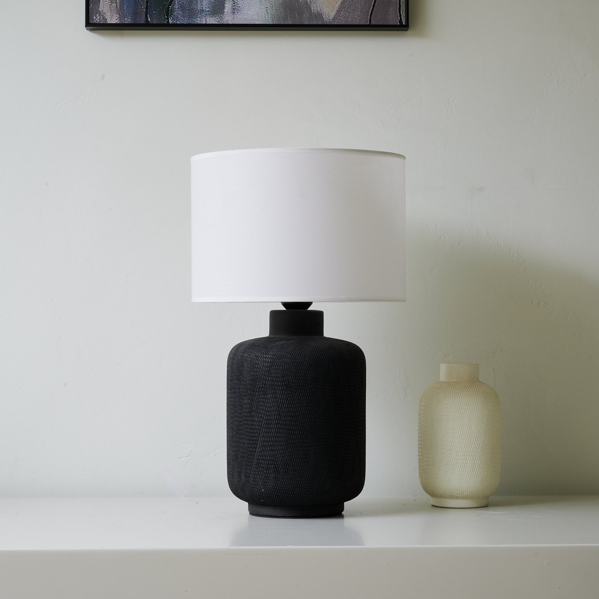 Nocturne Textured Black Table Lamp - Blowlighting