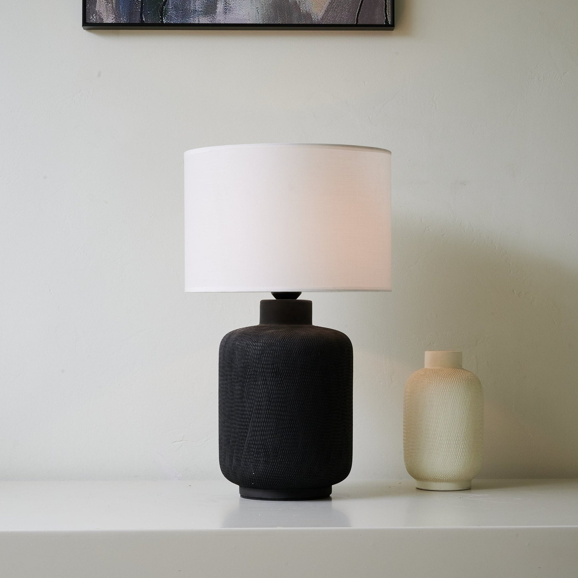 Nocturne Textured Black Table Lamp - Blowlighting