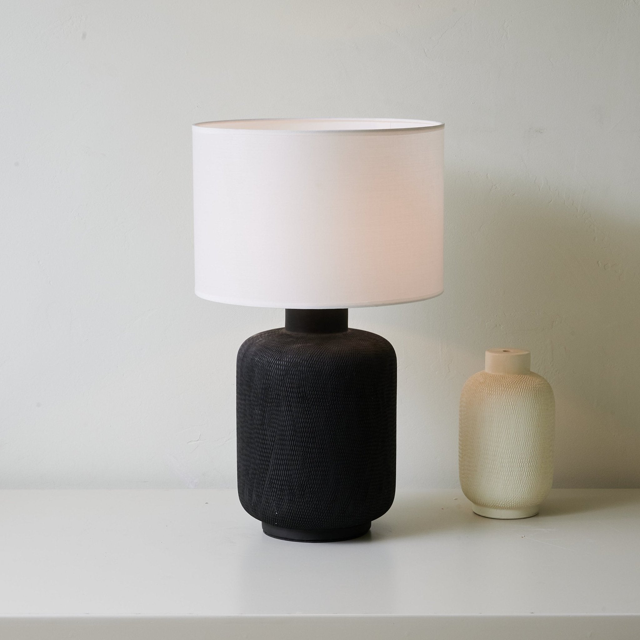 Nocturne Textured Black Table Lamp - Blowlighting