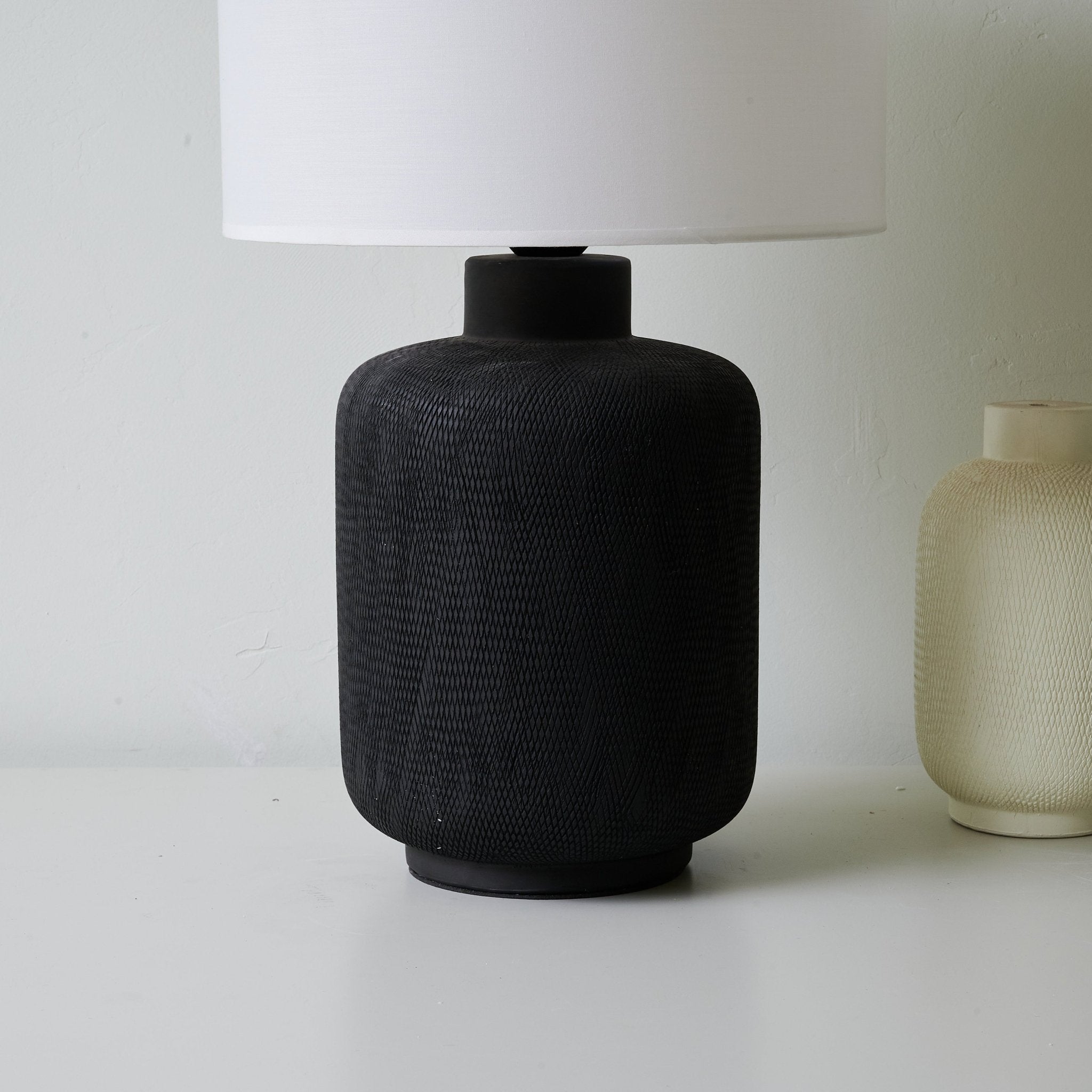 Nocturne Textured Black Table Lamp - Blowlighting