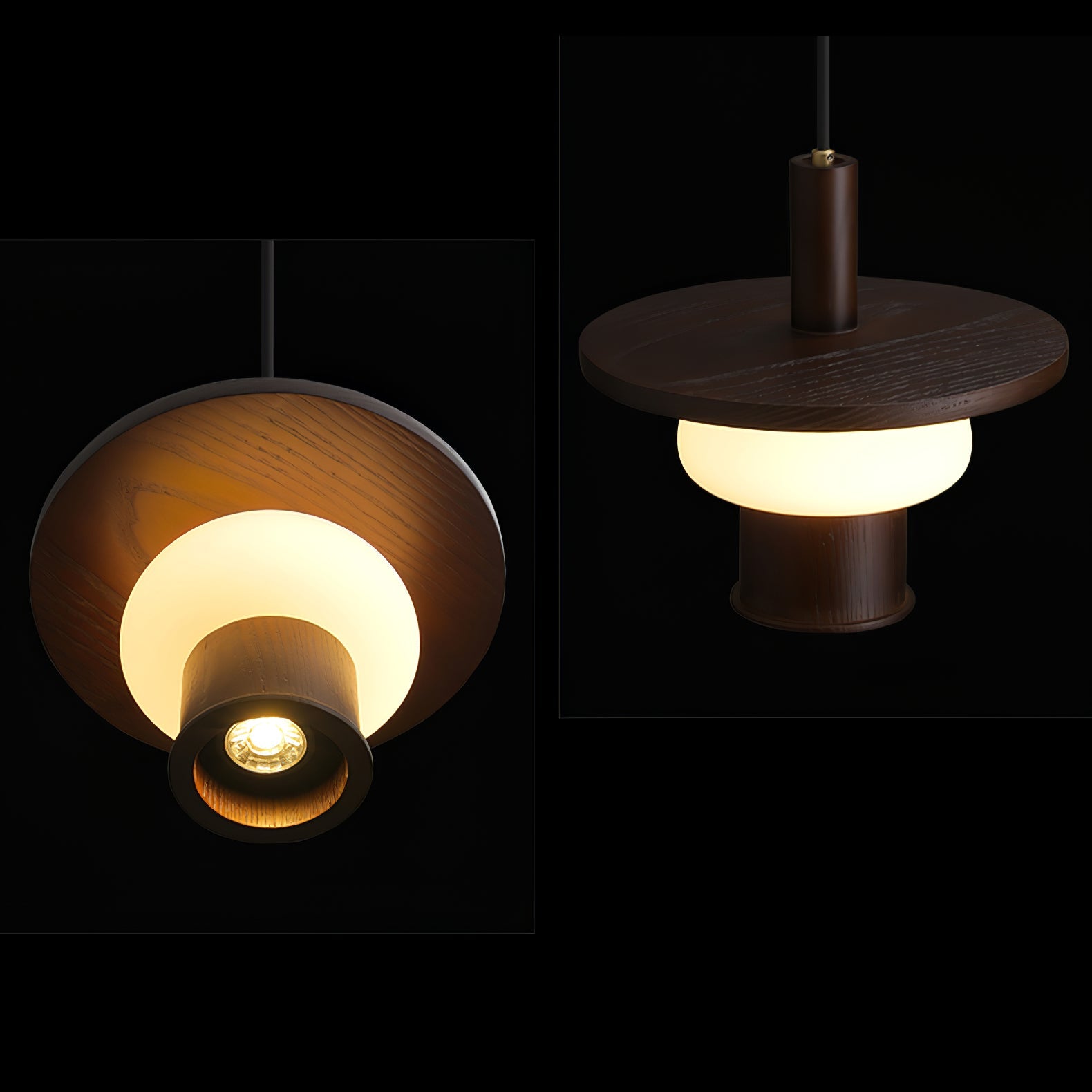 Zephaan Traditional Art Classic Glass Wood Pendant Light - Blowlighting