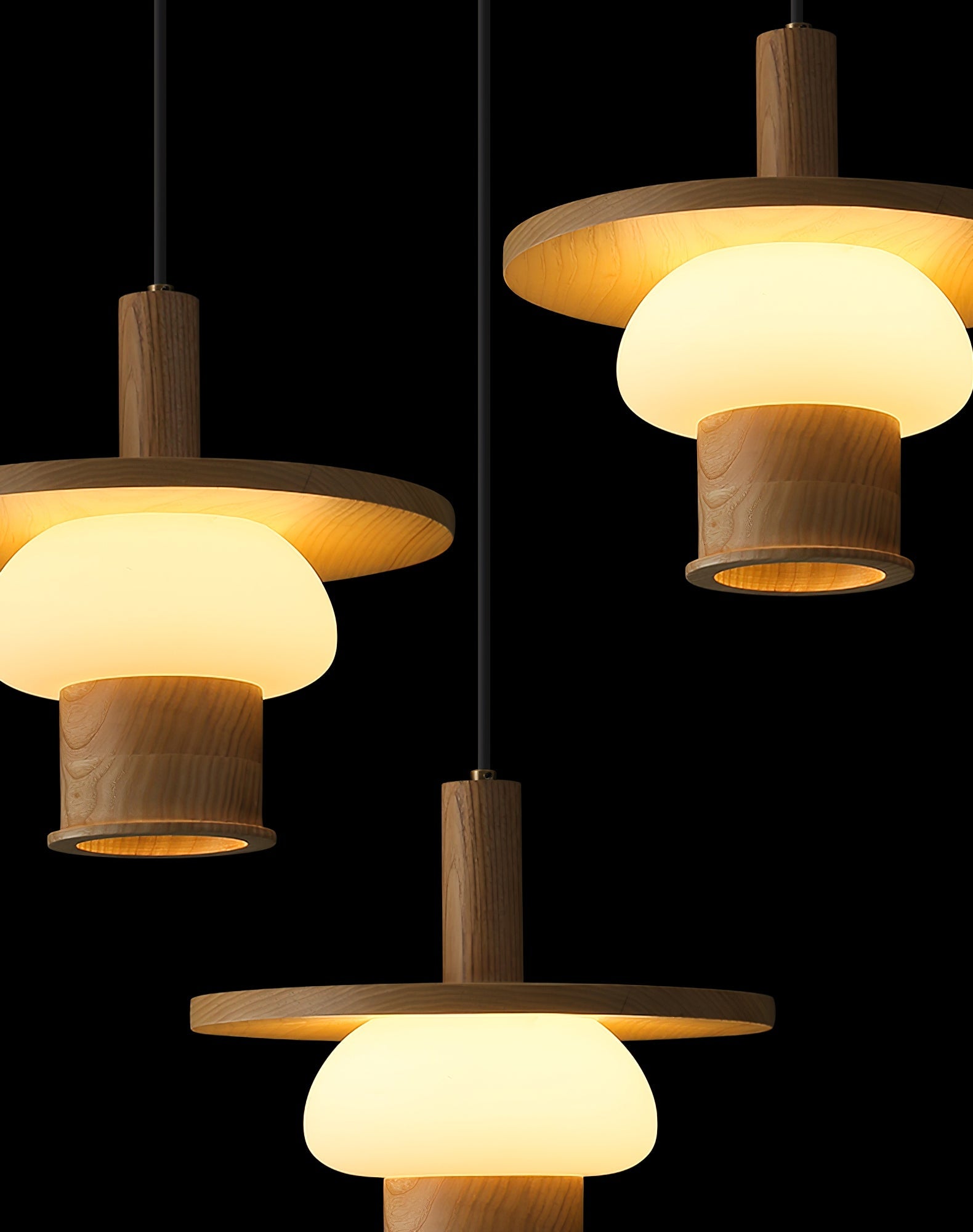 Zephaan Traditional Art Classic Glass Wood Pendant Light - Blowlighting