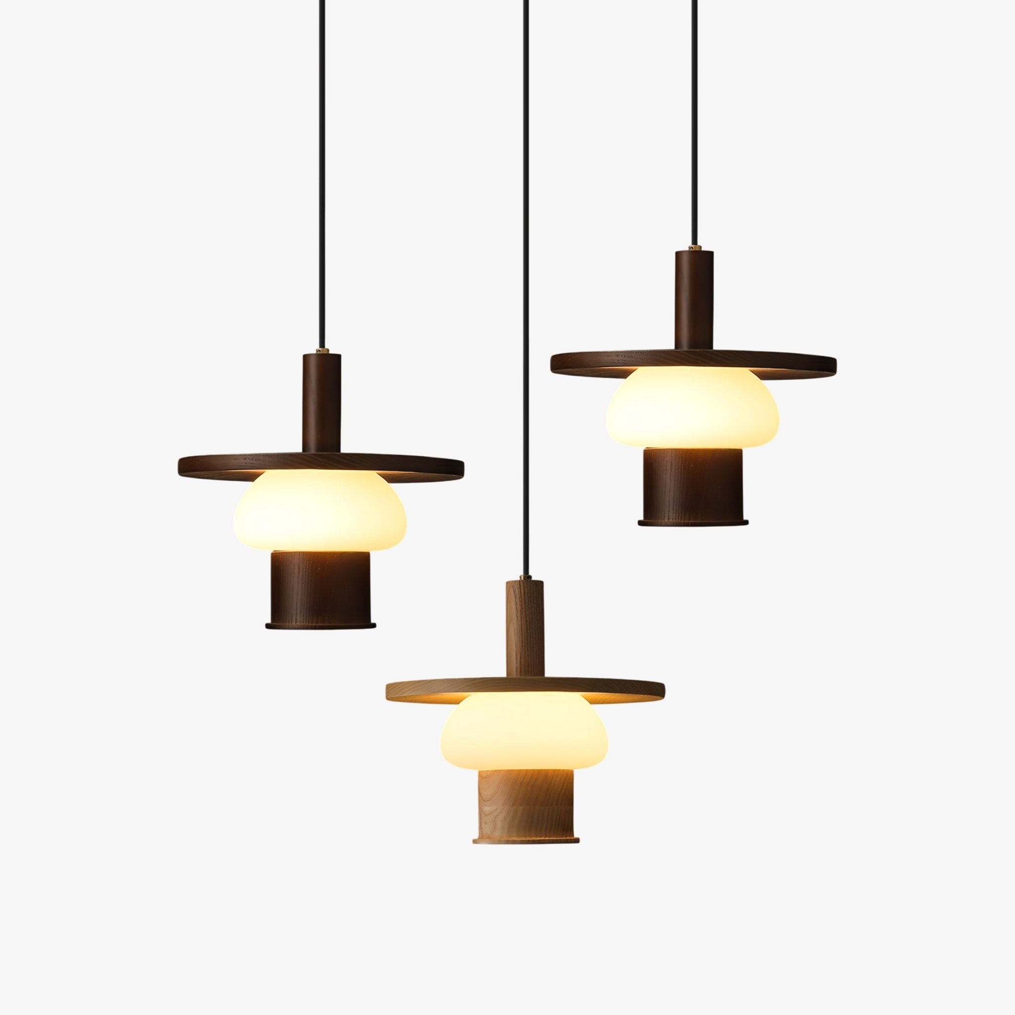 Zephaan Traditional Art Classic Glass Wood Pendant Light - Blowlighting