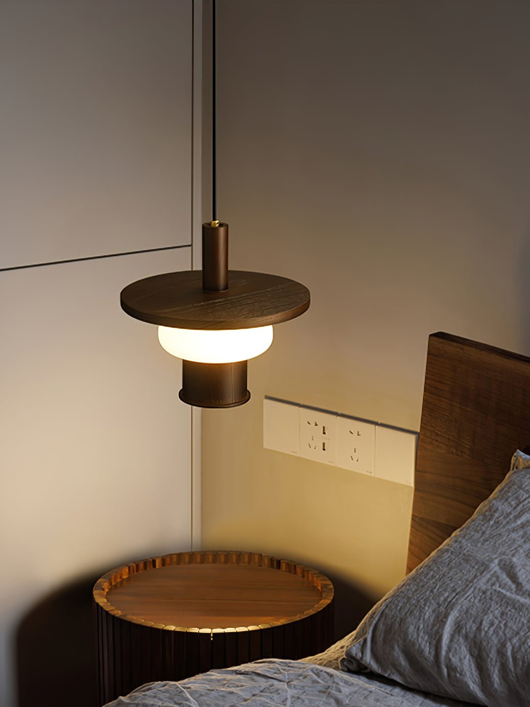 Zephaan Traditional Art Classic Glass Wood Pendant Light - Blowlighting