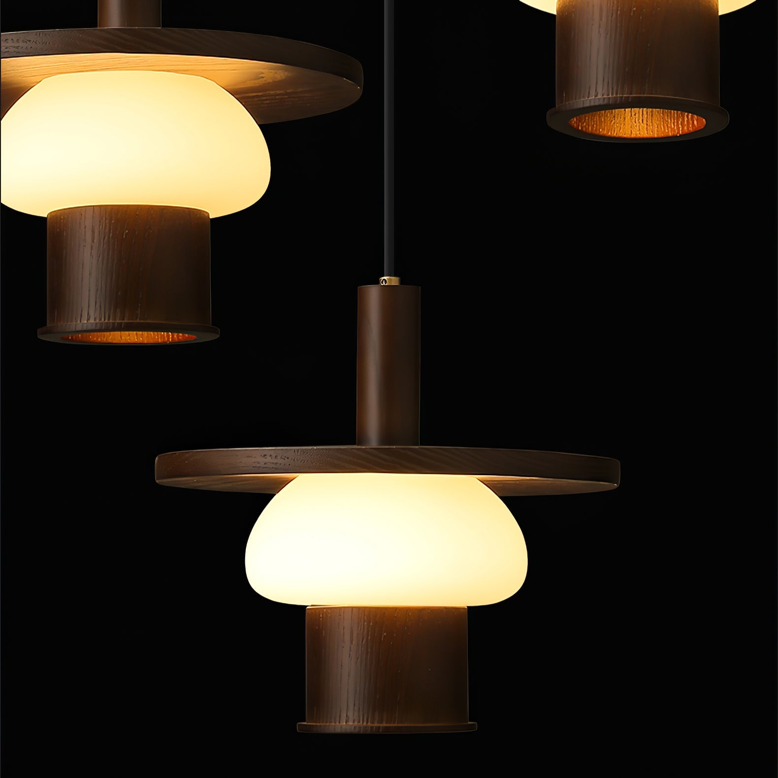 Zephaan Traditional Art Classic Glass Wood Pendant Light - Blowlighting