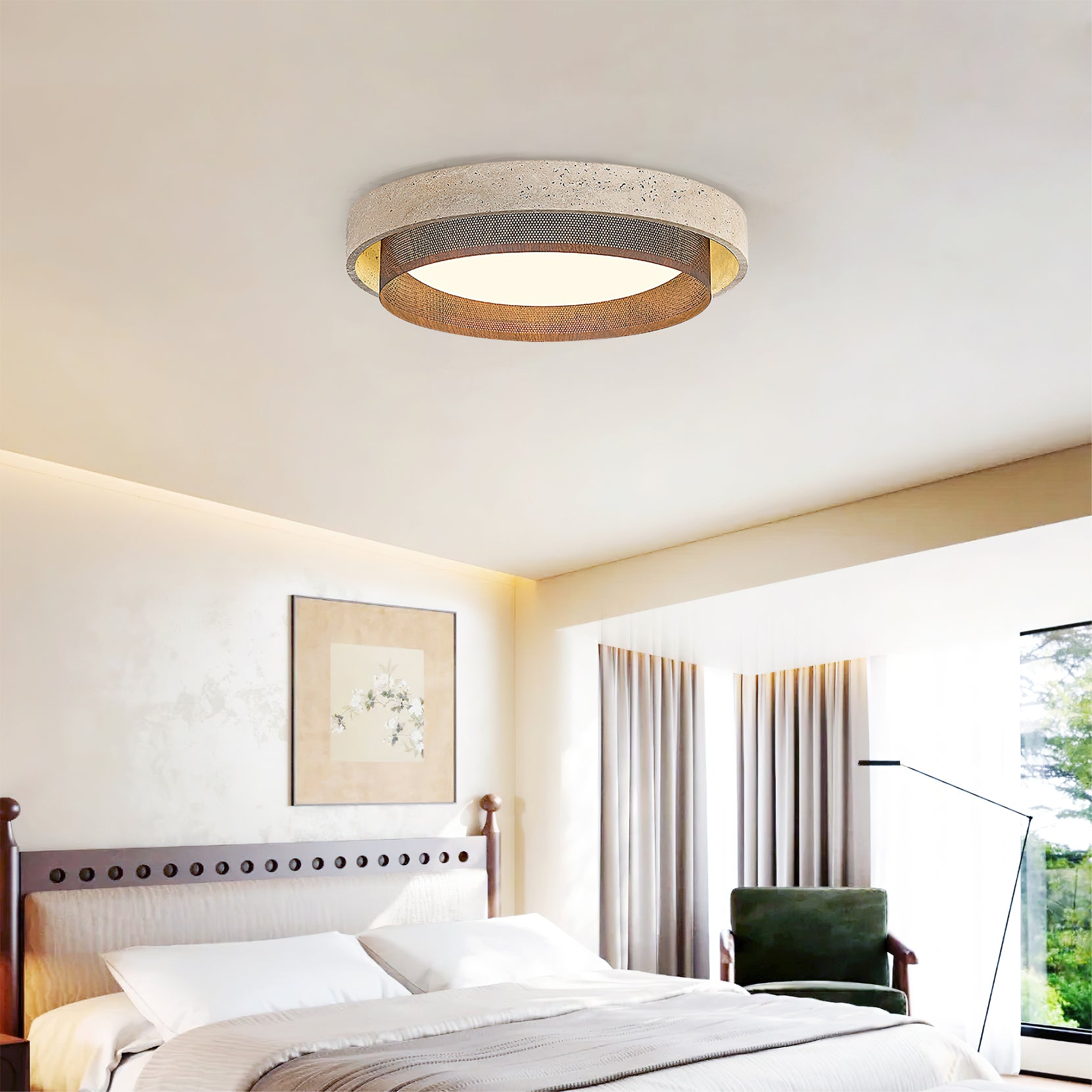 Nolan Modern Travertine Ceiling Light