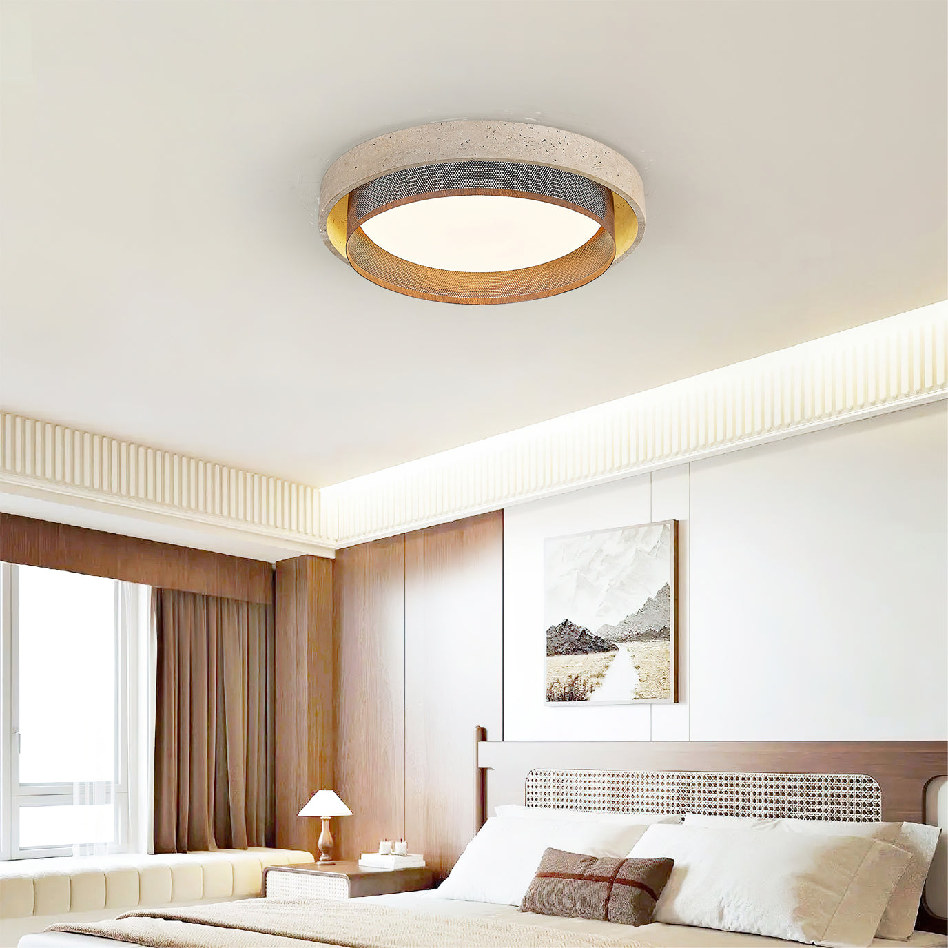 Nolan Modern Travertine Ceiling Light