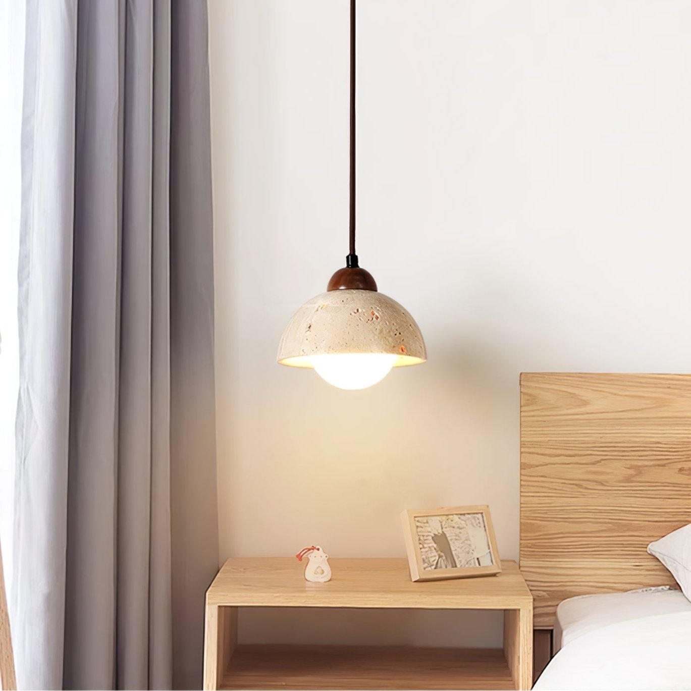 Orzora Dome-Shaped Travertine Pendant Light - Blowlighting