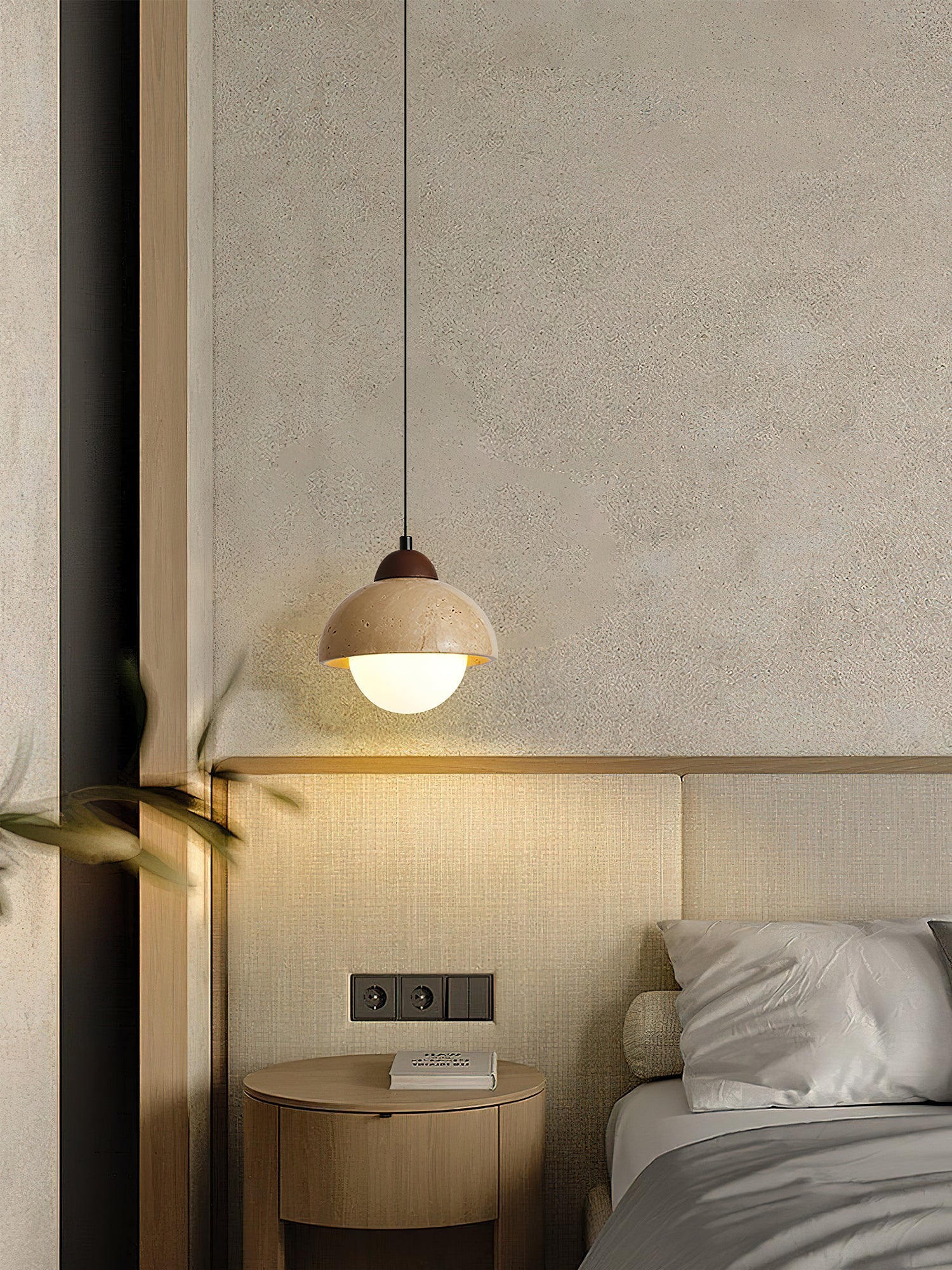 Orzora Dome-Shaped Travertine Pendant Light - Blowlighting