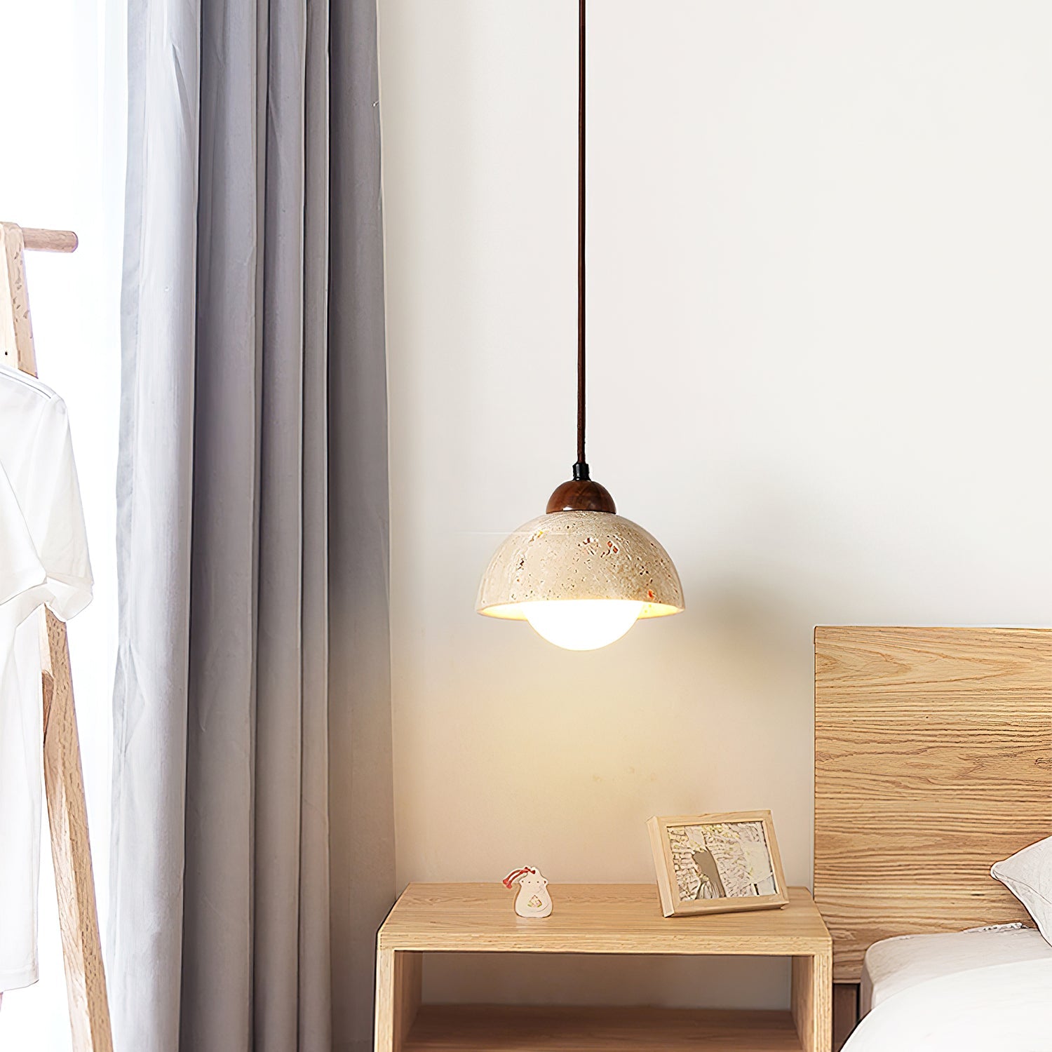 Orzora Dome-Shaped Travertine Pendant Light - Blowlighting
