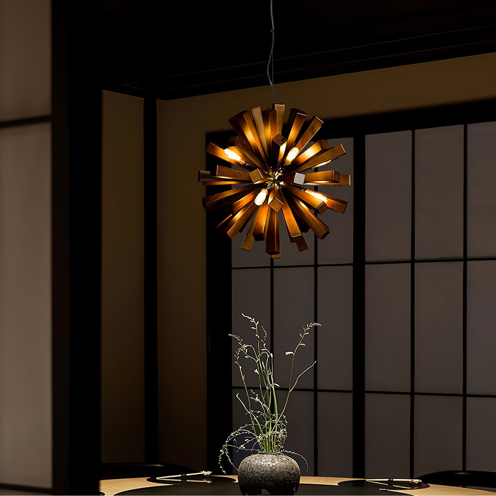 Nova Premium Nordic Art Burst Wood Metal Chandelier - Blowlighting