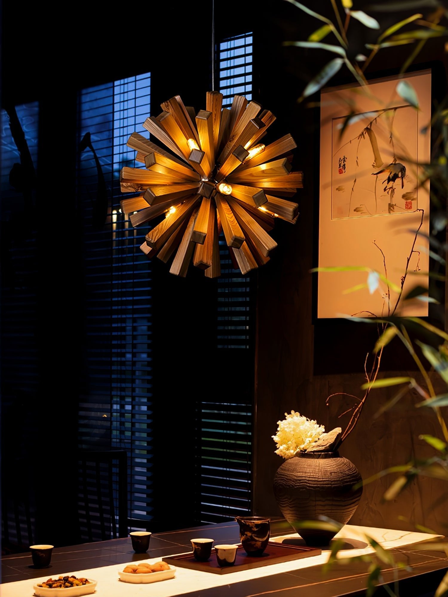 Nova Premium Nordic Art Burst Wood Metal Chandelier - Blowlighting
