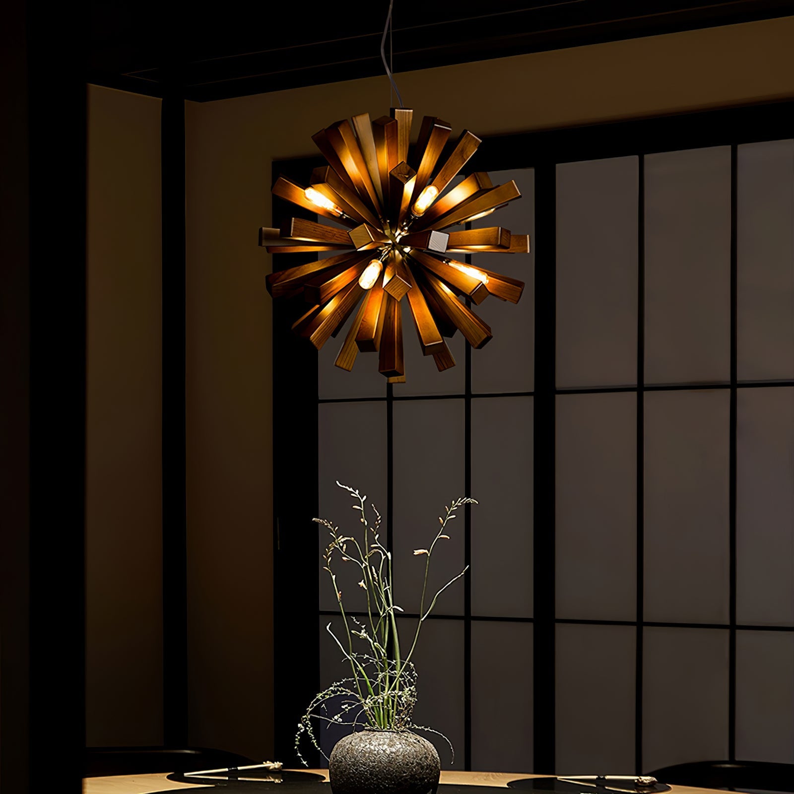 Nova Premium Nordic Art Burst Wood Metal Chandelier - Blowlighting