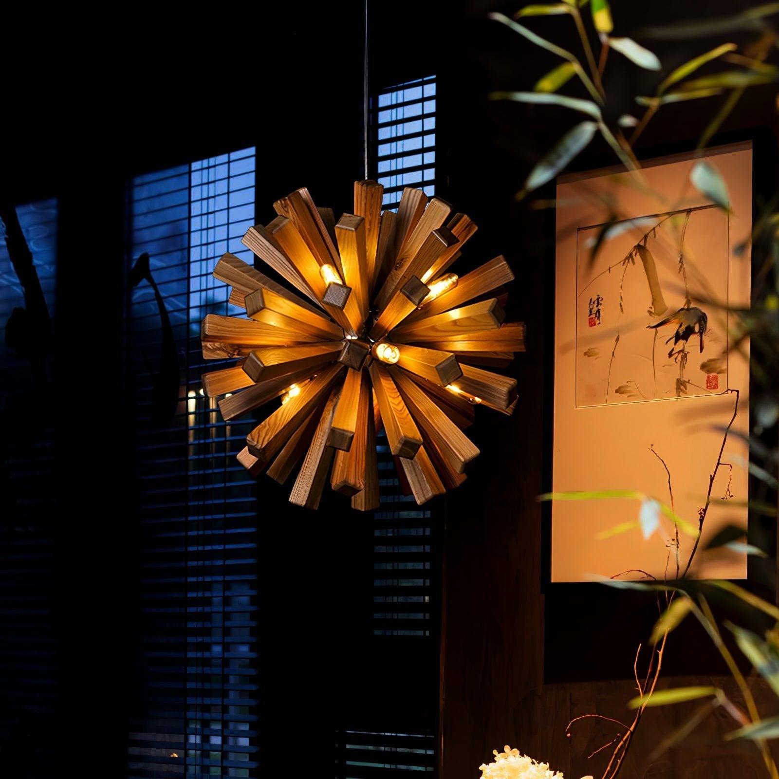 Nova Premium Nordic Art Burst Wood Metal Chandelier - Blowlighting