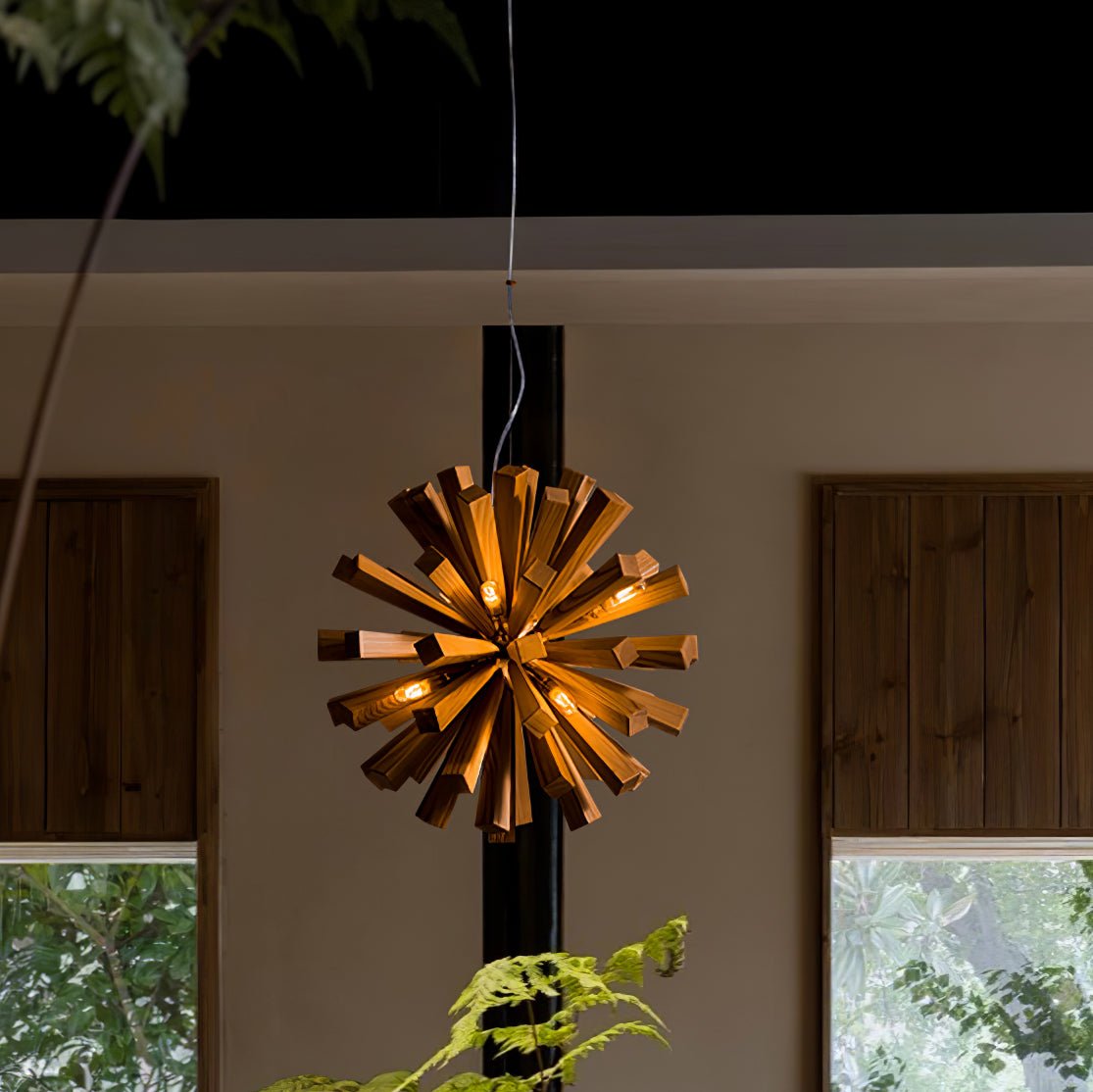 Nova Premium Nordic Art Burst Wood Metal Chandelier - Blowlighting